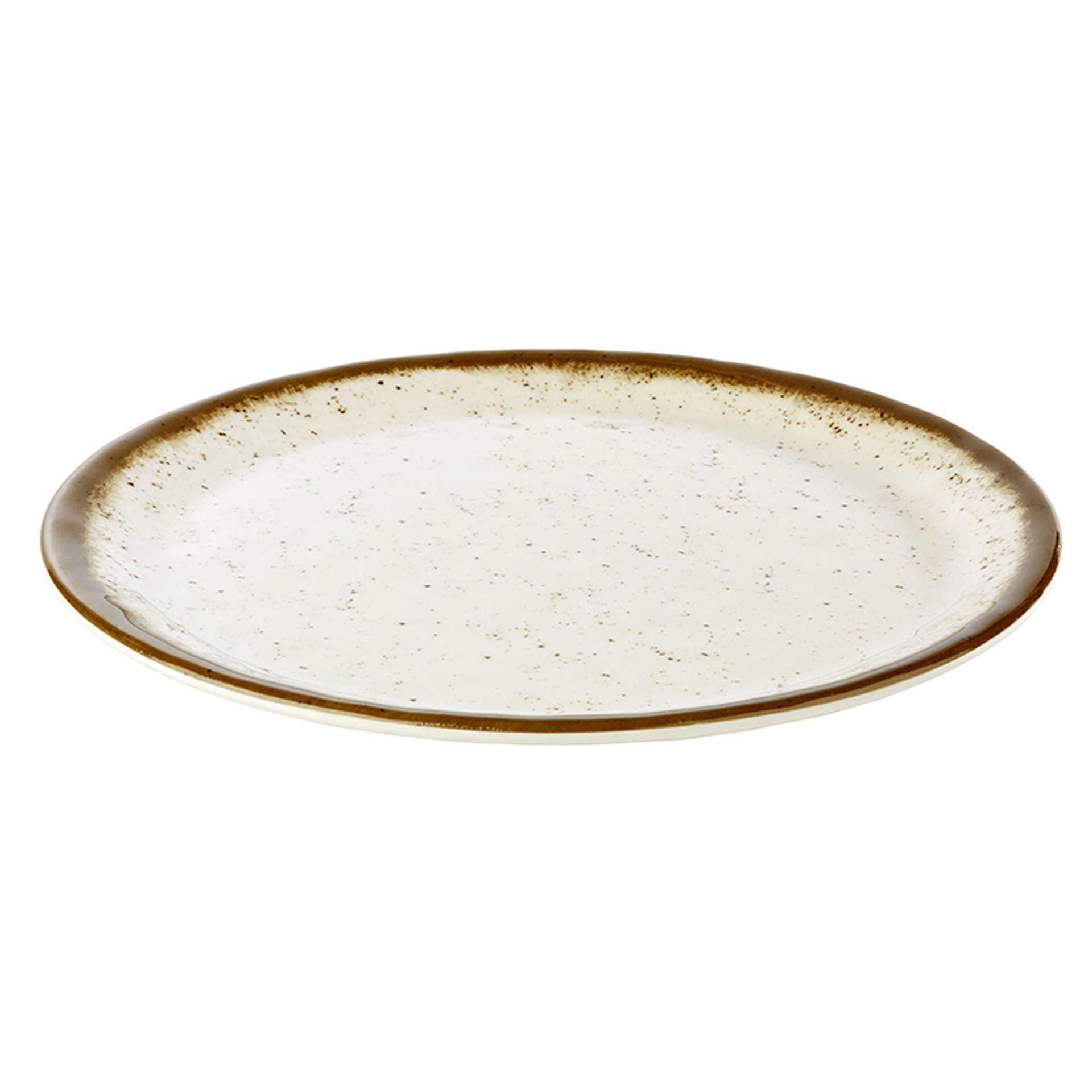 Teller (flach) - flach - Serie Stone Art - weiß / braun - rund - Abm. 2,0 cm - Ø 30,0 cm - Melamin - 84512-B