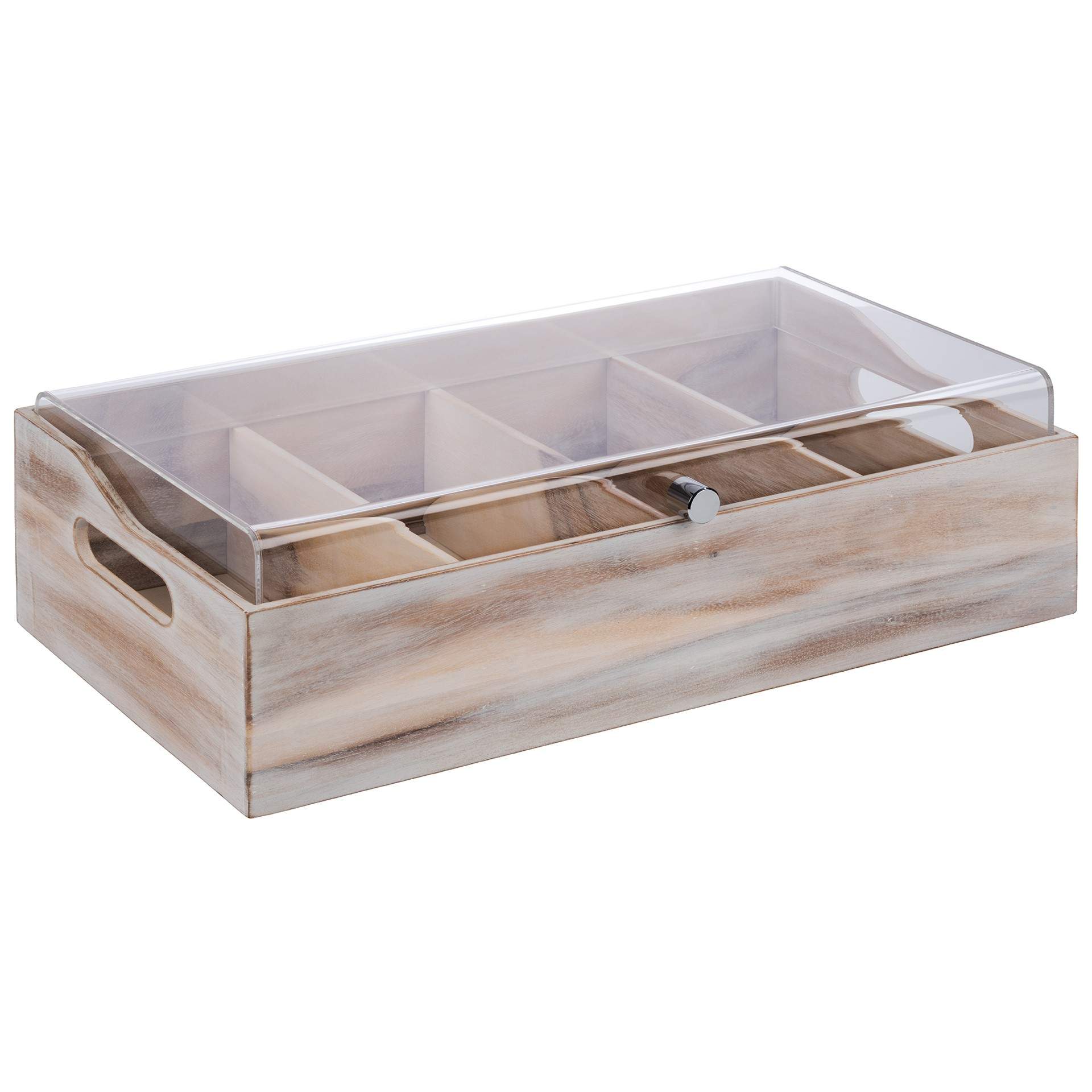 Besteckbehälter - mit 2 seitlichen Eingriffen - weiß - Abm. 51,0 x 28,0 x 13,0 cm - Akazienholz - 11948-B
