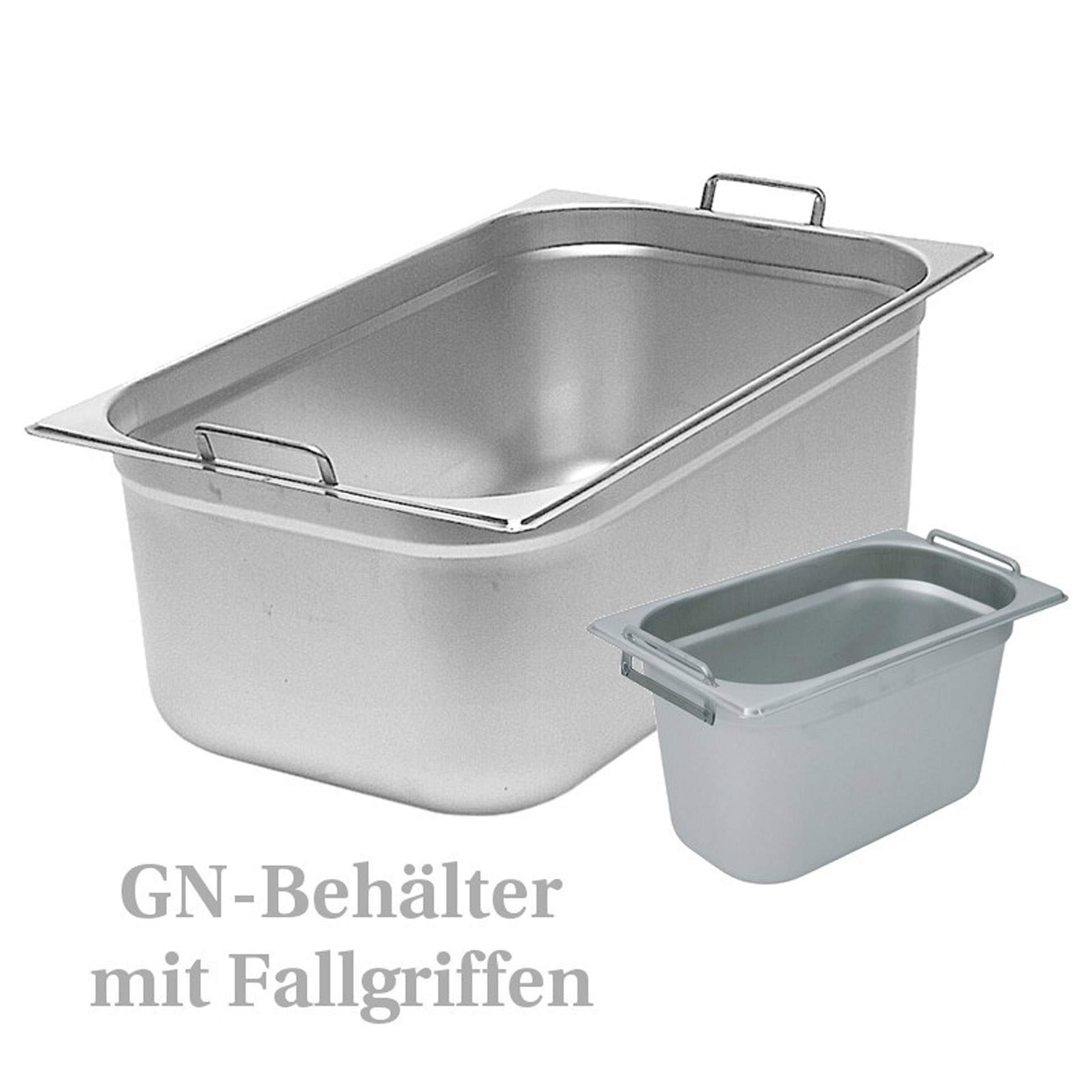 GN-Behälter - mit Fallgriffen - GN 1/2 - 100 mm - Inhalt 6,5 l - Serie 73 - Chromnickelstahl - 7312100-A