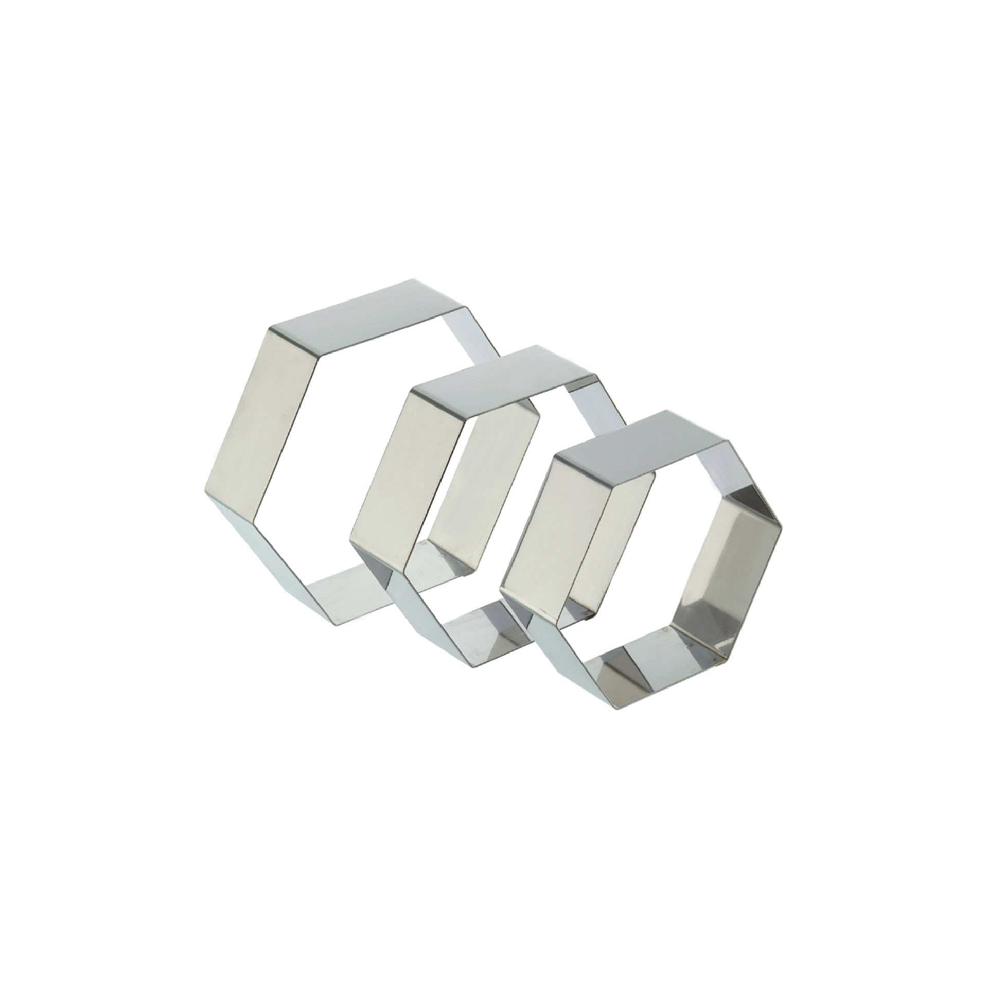 Dessertring / Tortenring - Sechseck - Abm. 16,0 x 16,0 x 5,0 cm - Edelstahl - 155100-C