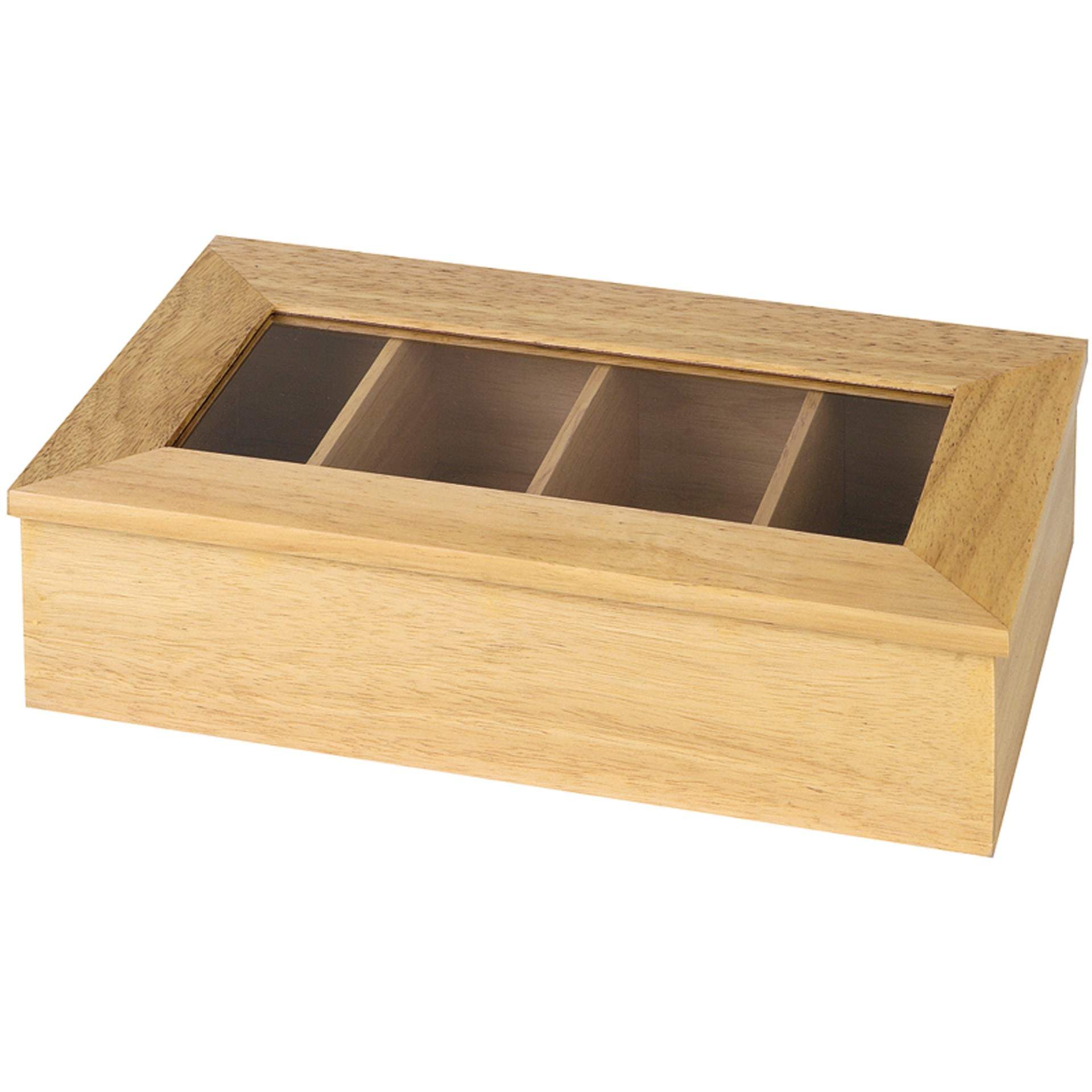Teebox - ohne Aufschrift - natur - rechteckig - Abm. 33,5 x 20 x 9 cm - Holz - 11576-B