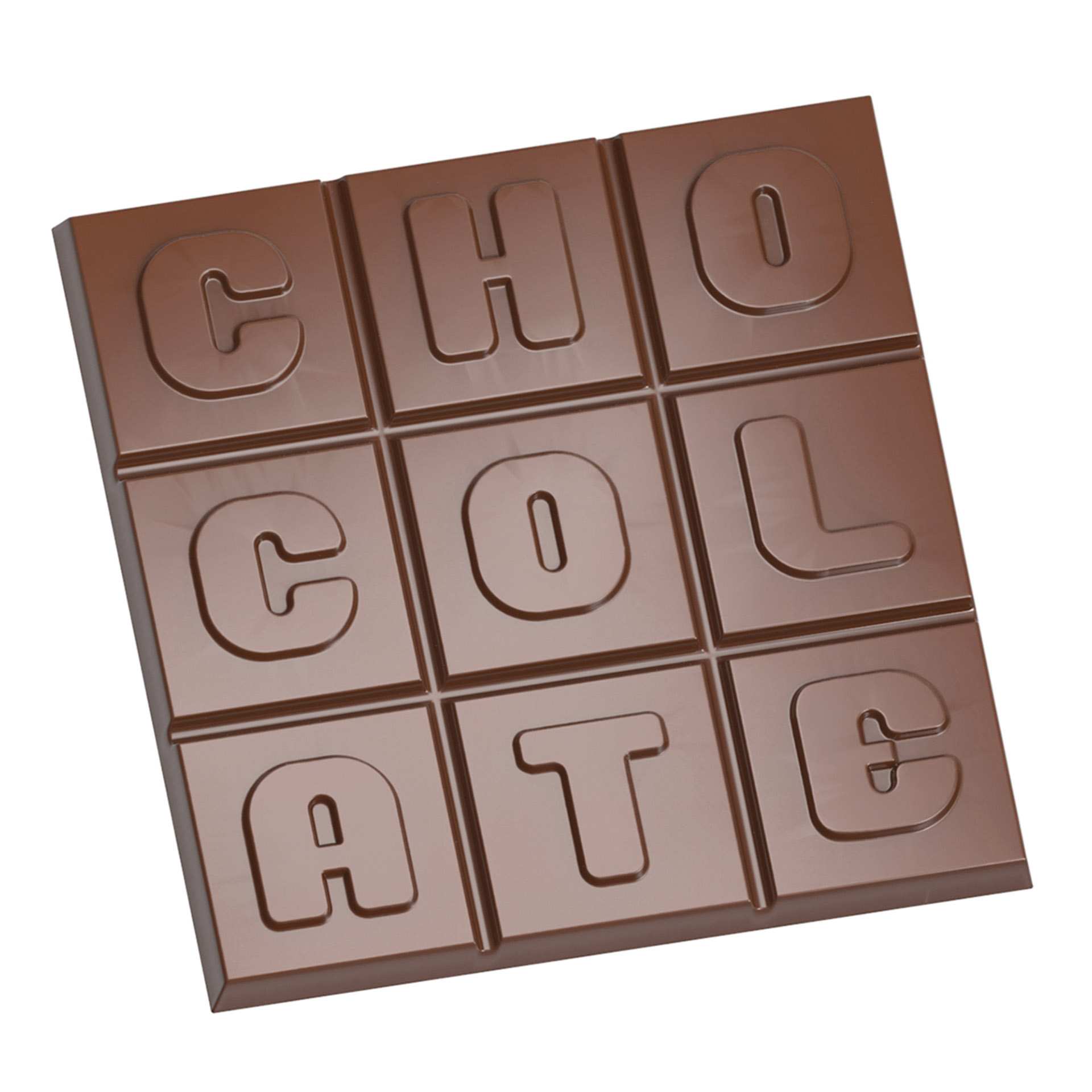 Schokoladen-Form - quadratische Tafel Chocolate - Abm. 27,5 x 13,5 x 2,4 cm - Polycarbonat - 421685-C