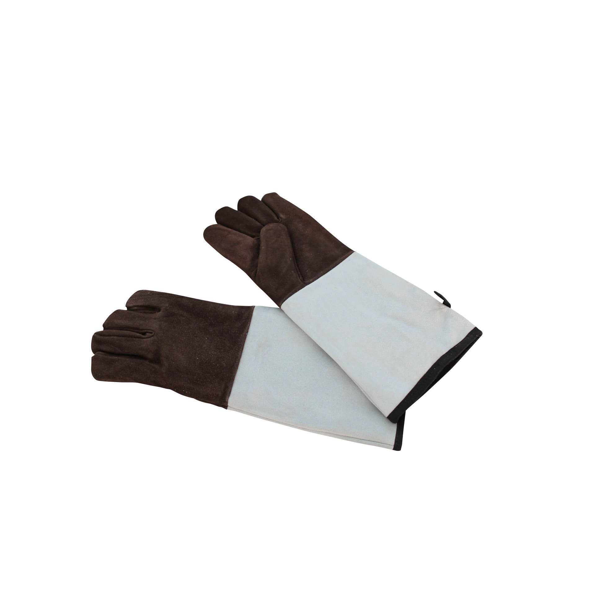 Backhandschuh - 5 Finger mit Stulpen - braun / grau - Abm. 45,0 x 16,0 x 5,0 cm - Leder - 310023-C