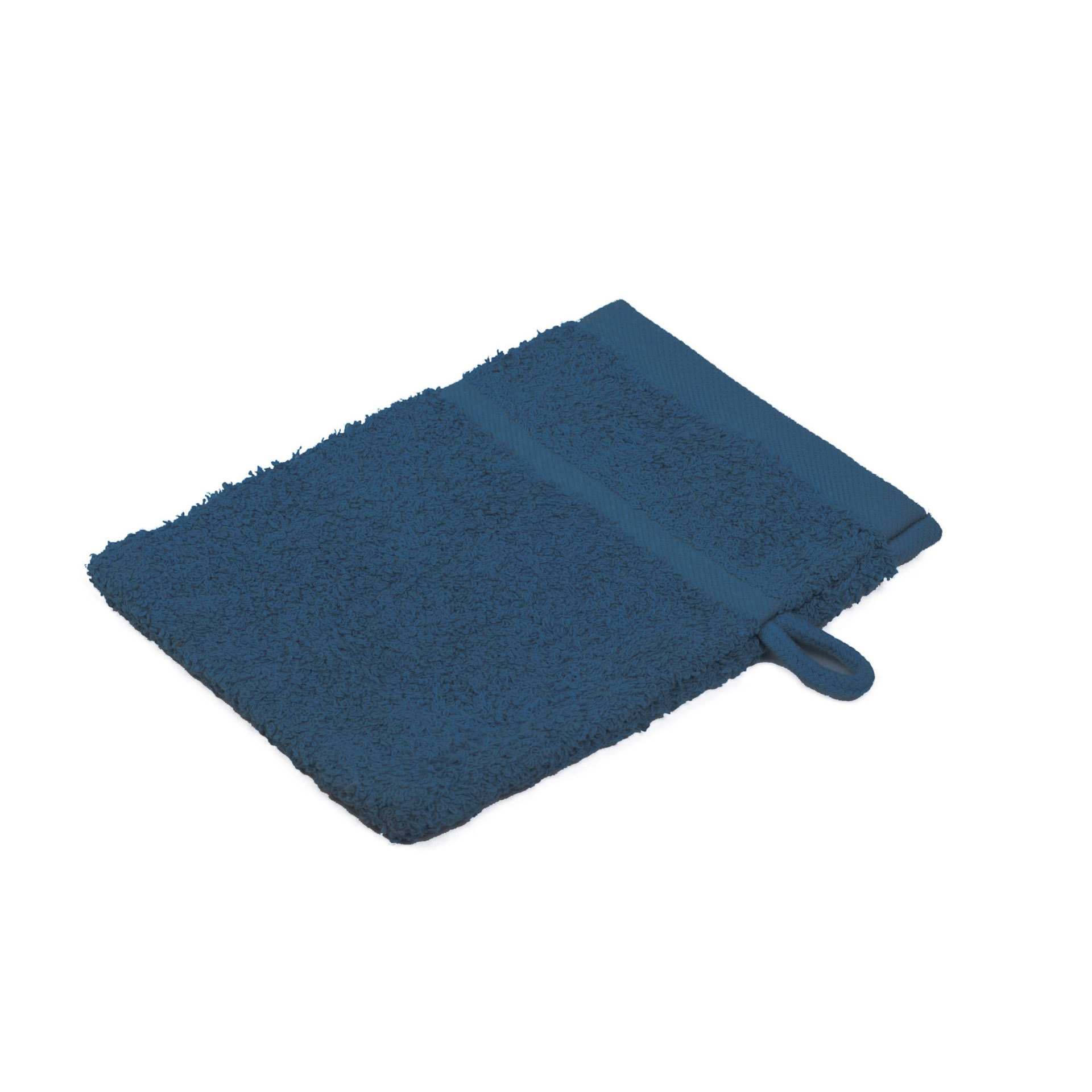 Waschhandschuh - 4-seitig gesäumt - Serie SYLT - kobaltblau - Abm. 16 x 21 cm - Baumwolle - 7881-51-1-D