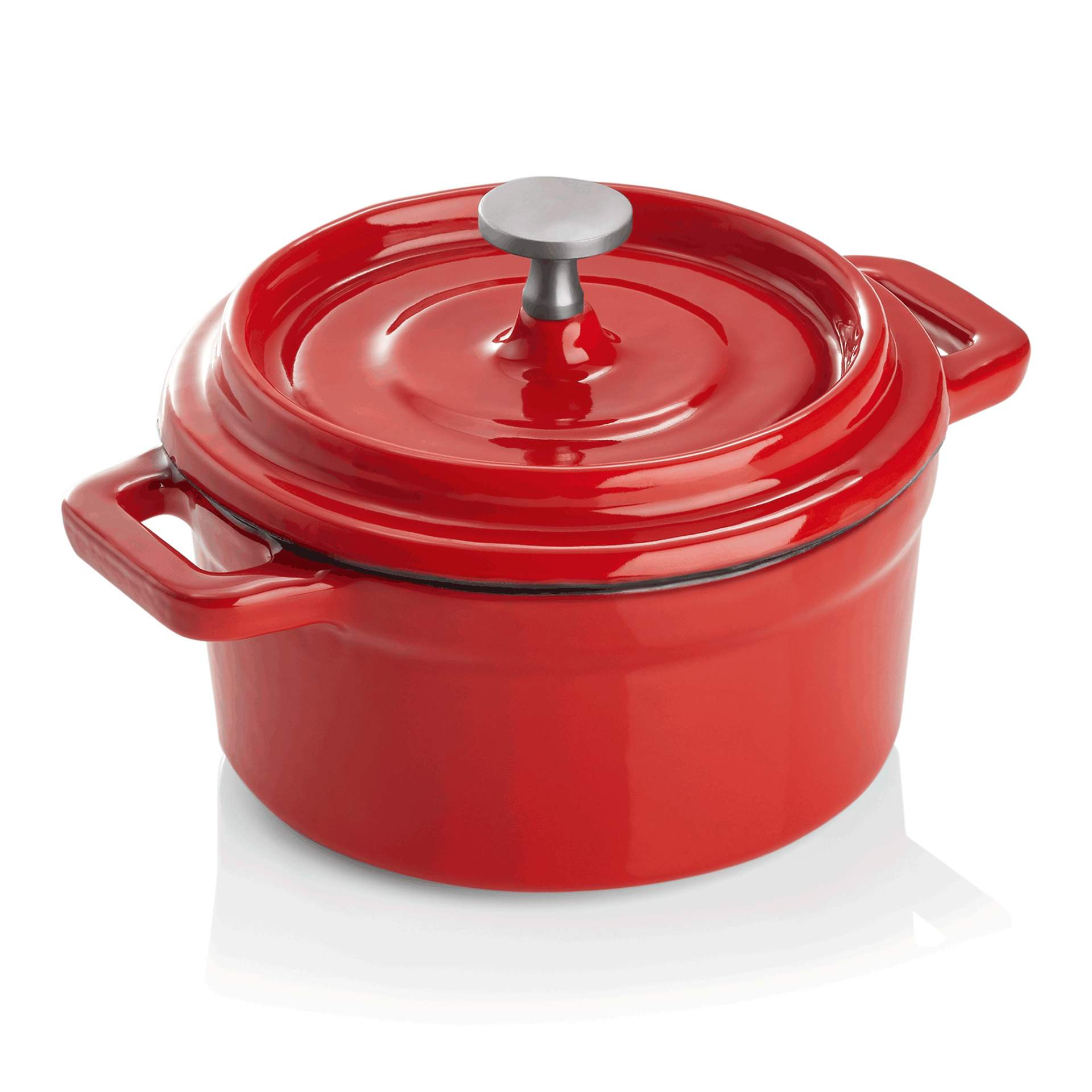 Cocotte - mit Deckel - rot - rund - Abm. 5,0 cm - Ø 10,0 cm - Gusseisen - 3525100-A