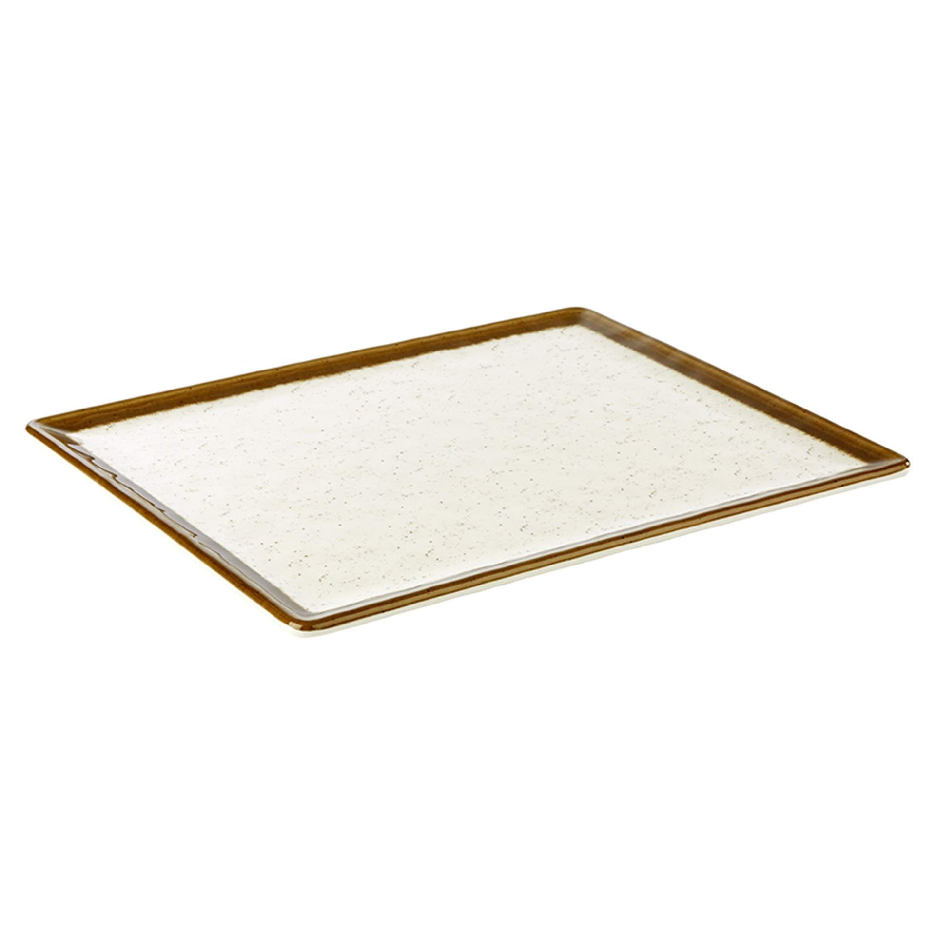 GN-Tablett - Antirutsch-Füße - Serie Stone Art - weiß / braun - Abm. 1,5 cm - GN 1/2 (325 x 265 mm) - Melamin - 84520-B