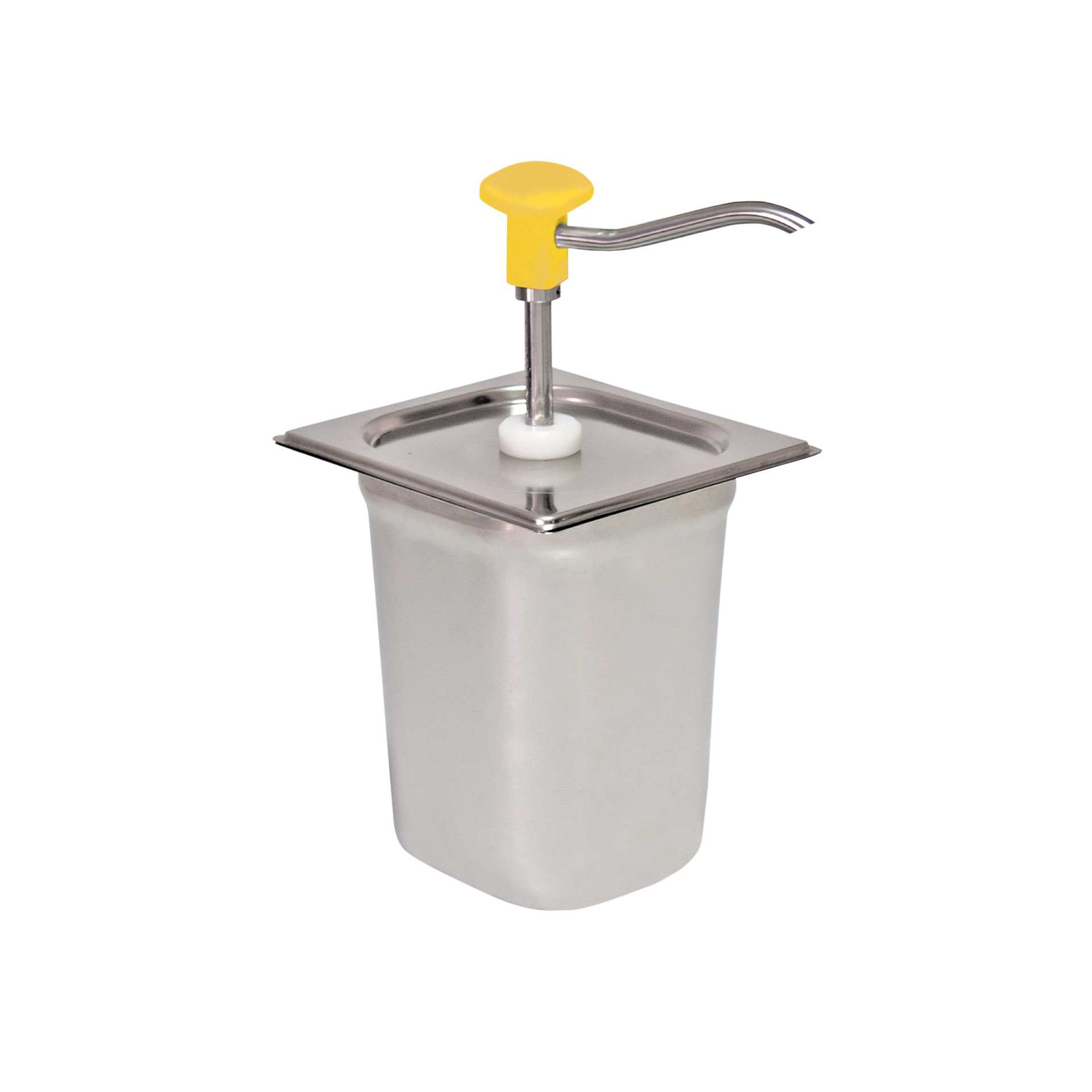 Dosierspender - mit Druckknopf - Abm. 18,0 x 16,5 x 32,0 cm - Inhalt 3,0 l - GN 1/6 (176 x 162 mm) - Edelstahl / PMMA - 152542-C
