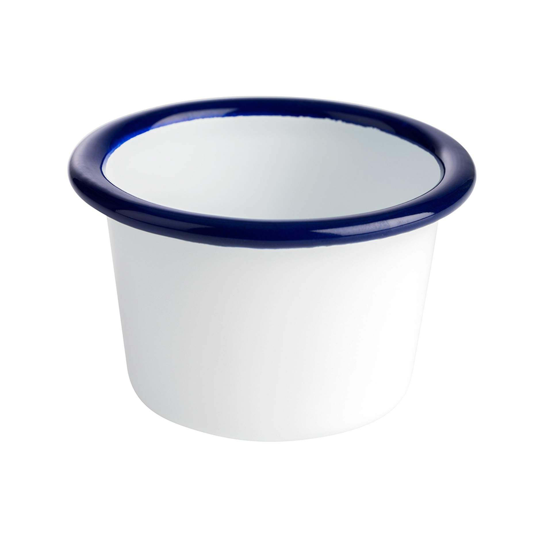 Schale - emaillierter Stahl - Serie Enamelware - weiß / blau - rund - Abm. 4,5 cm - Ø 7,0 cm - Inhalt 0,08 l - Stahl - 40645-B