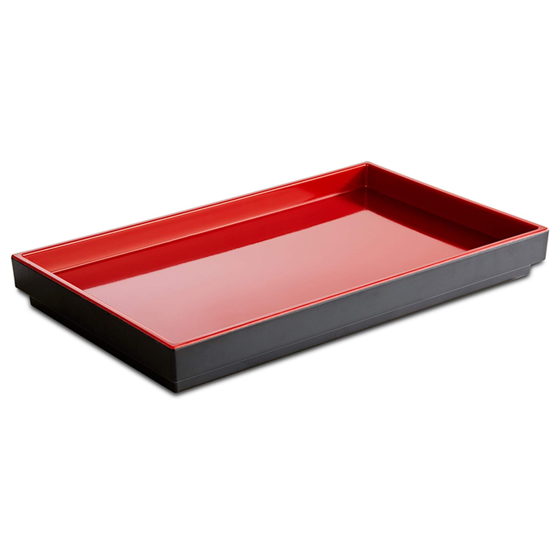 GN-Tablett - beidseitig beschichtet - Serie Asia Plus - rot / schwarz - Abm. 3 cm - GN 1/4 (265 x 162 mm) - Melamin - 15458-B