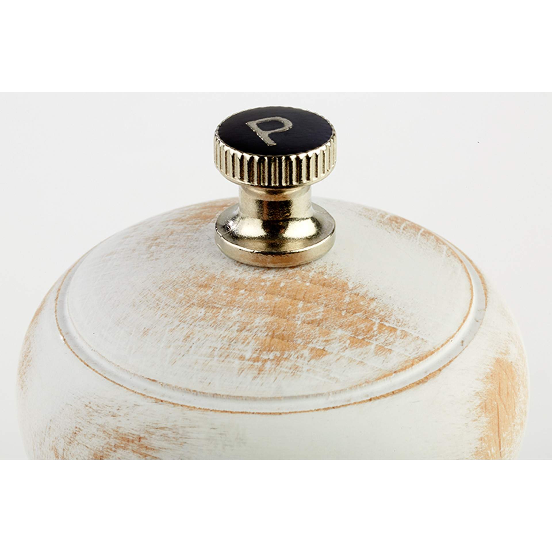 Pfeffermühle - stufenloser Mahlgrad - weiß - Abm. 15,0 cm - Ø 5,5 cm - Buchenholz - 40535-B