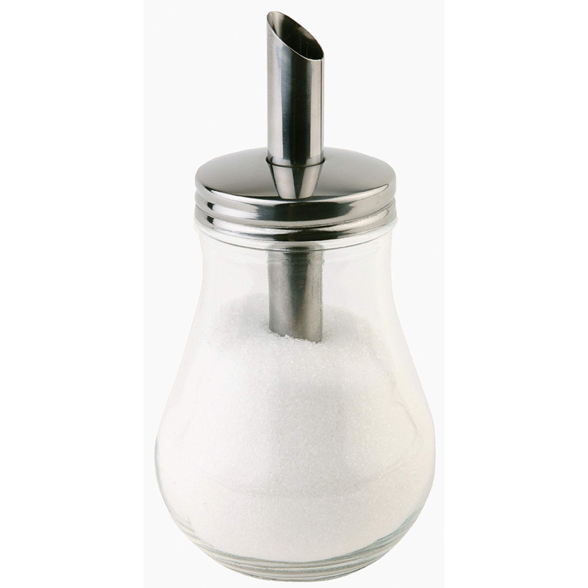 Zuckerdosierer - mit Dosierrohr - rund - Abm. 15,0 cm - Ø 8,0 cm - Inhalt 0,25 l - Glas - 40494-B