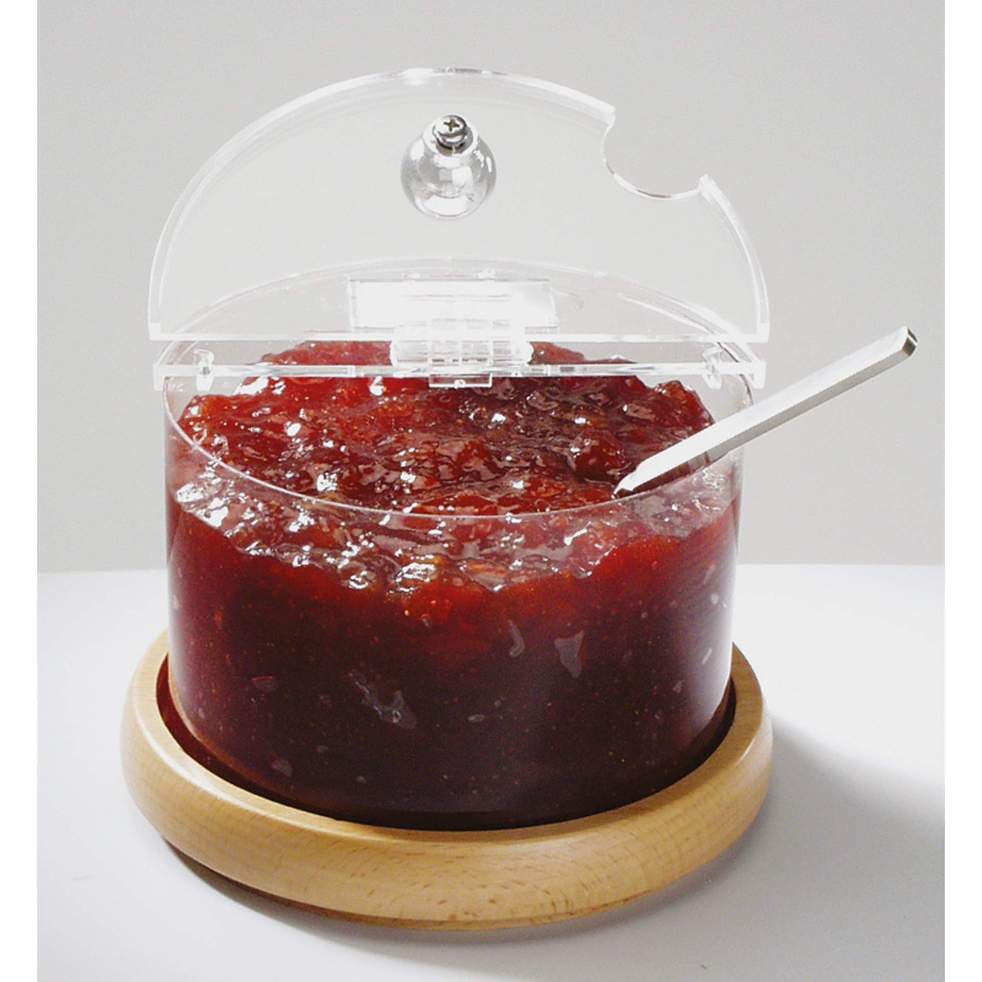 Kühlschale - mit Beschriftungsschild - Serie Top Fresh - rund - Abm. 11,5 cm - Ø 14,0 cm - Inhalt 1,0 l - Buchenholz / Polycarbonat - 11813-B