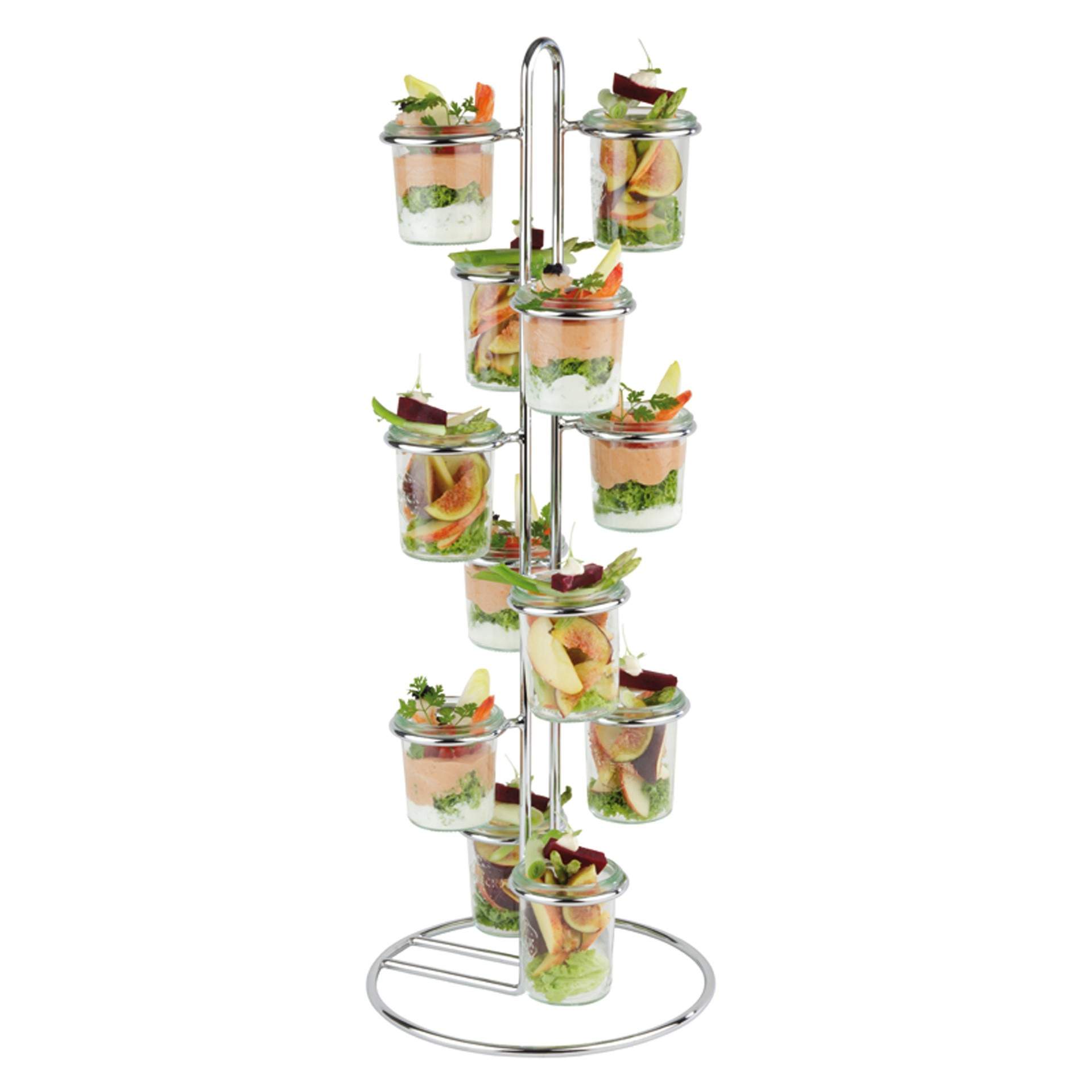 Serviergestell - für 12 Weck-Gläser - Serie Weck - verchromt - Abm. 59 cm - Ø 22,0 cm - Metall - 33246-B