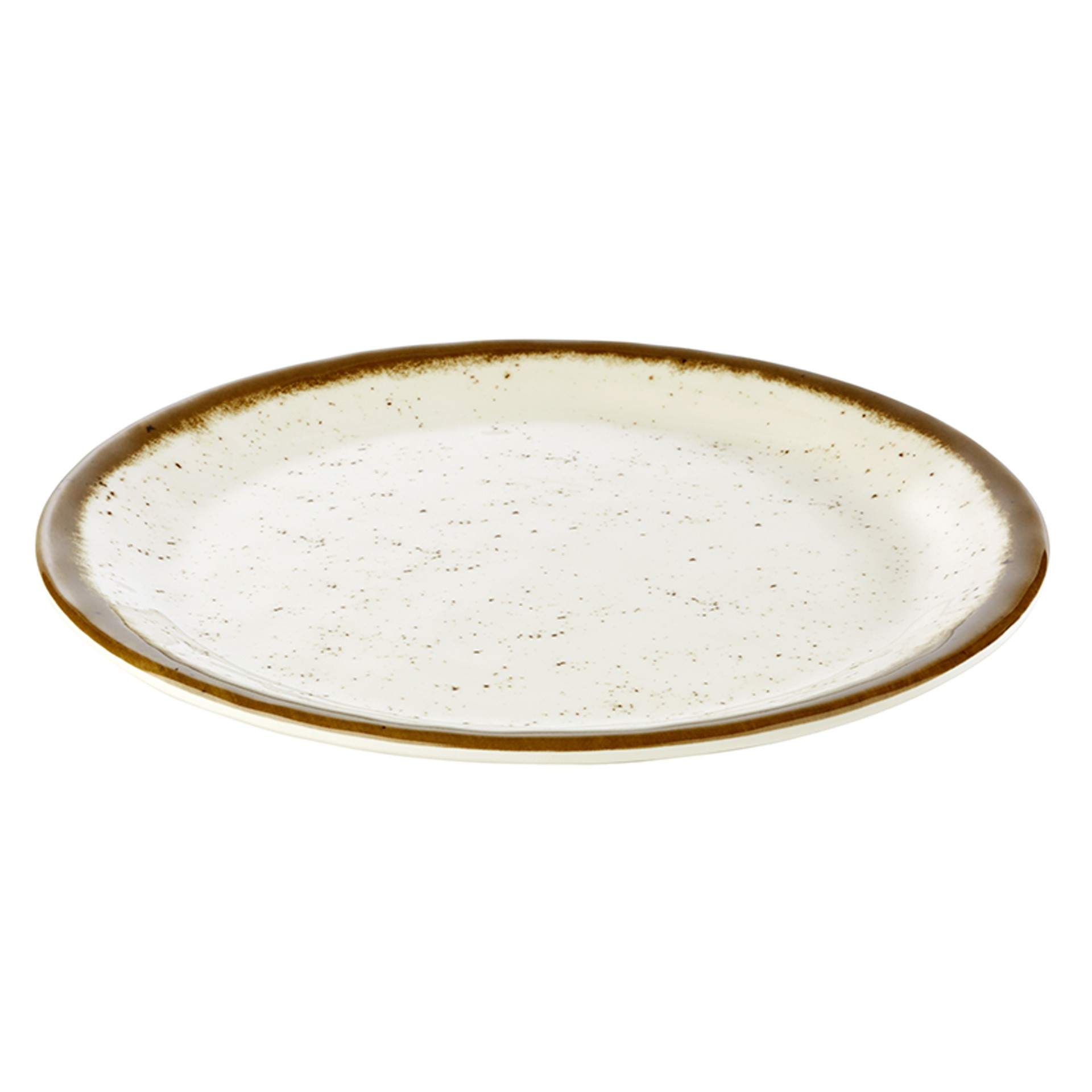 Teller (flach) - flach - Serie Stone Art - weiß / braun - rund - Abm. 2,0 cm - Ø 25 cm - Melamin - 84511-B