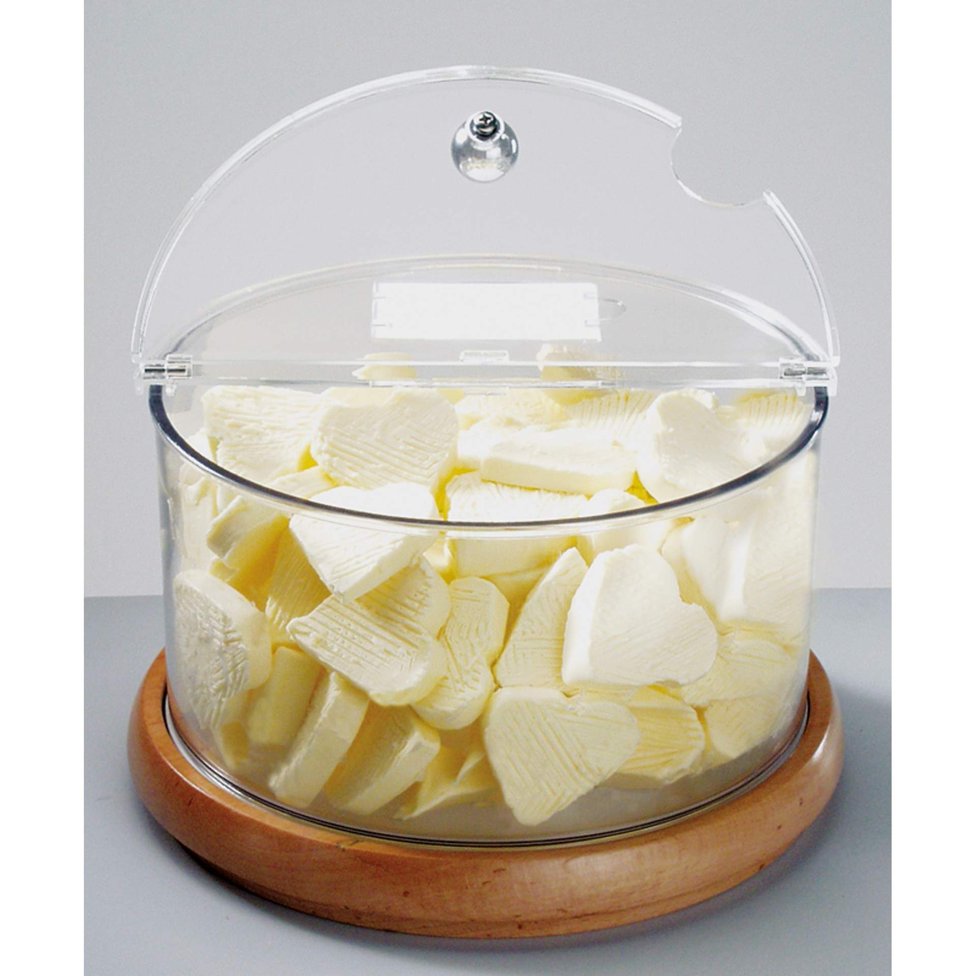 Kühlschale - mit Beschriftungsschild - Serie Top Fresh - rund - Abm. 18,0 cm - Ø 22,0 cm - Inhalt 4,0 l - Buchenholz / Polycarbonat - 11818-B