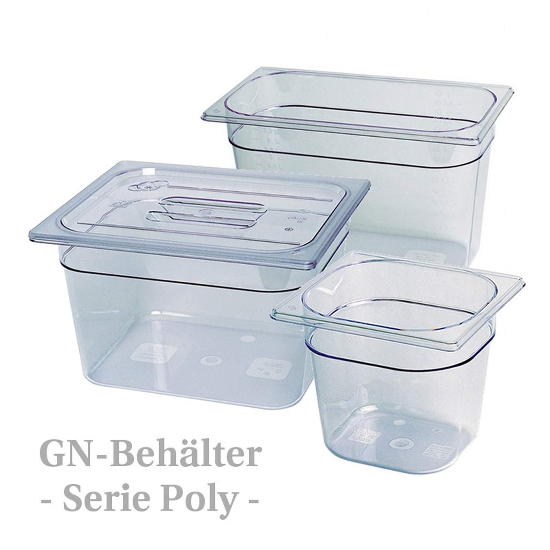 GN-Behälter - transparent - Serie 94 - Inhalt 9,0 l - GN 1/1 (530 x 325 mm) - 65 mm - Polycarbonat - 9411065-A