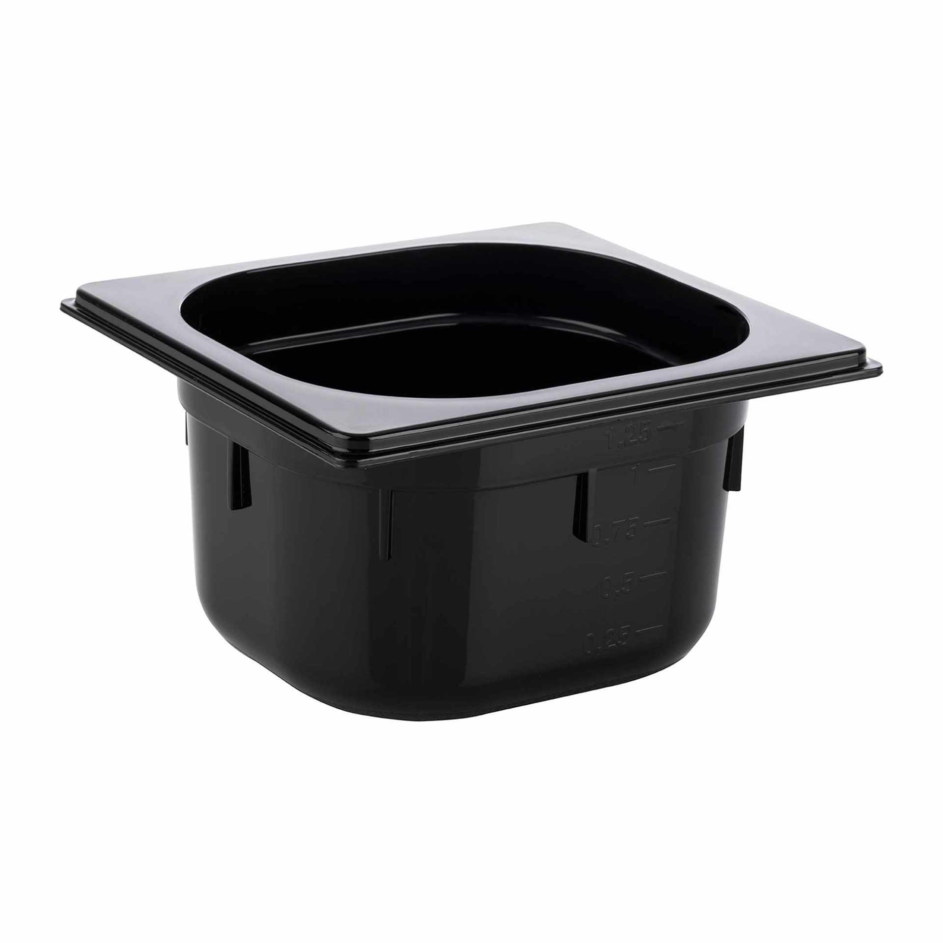 GN-Behälter - schwarz - Inhalt 1,5 l - GN 1/6 (176 x 162 mm) - 100 mm - Polycarbonat - 82077-B