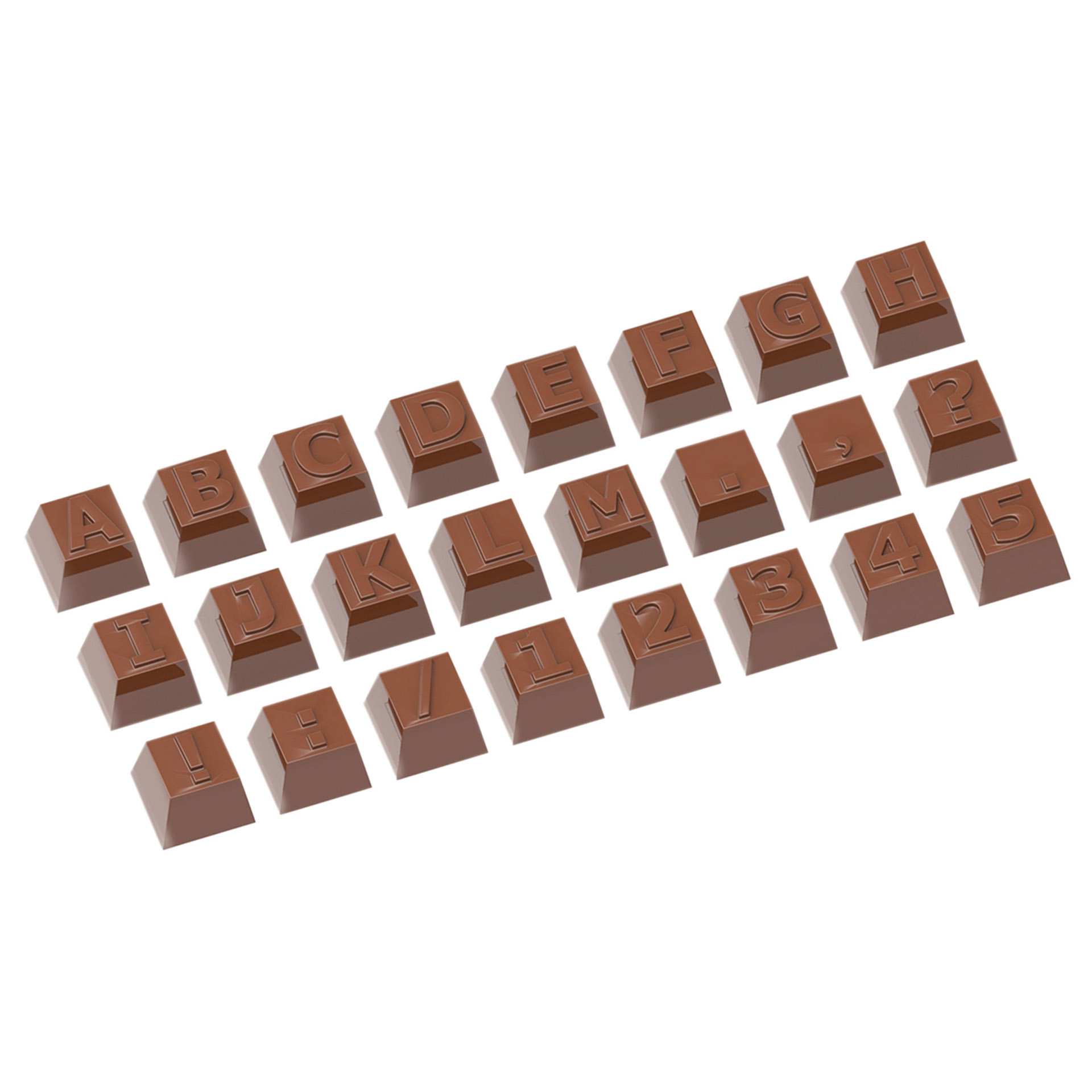 Schokoladen-Form - Teil 1 Alphabet 24 Figuren - Abm. 27,5 x 13,5 x 2,4 cm - Polycarbonat - 421628-C