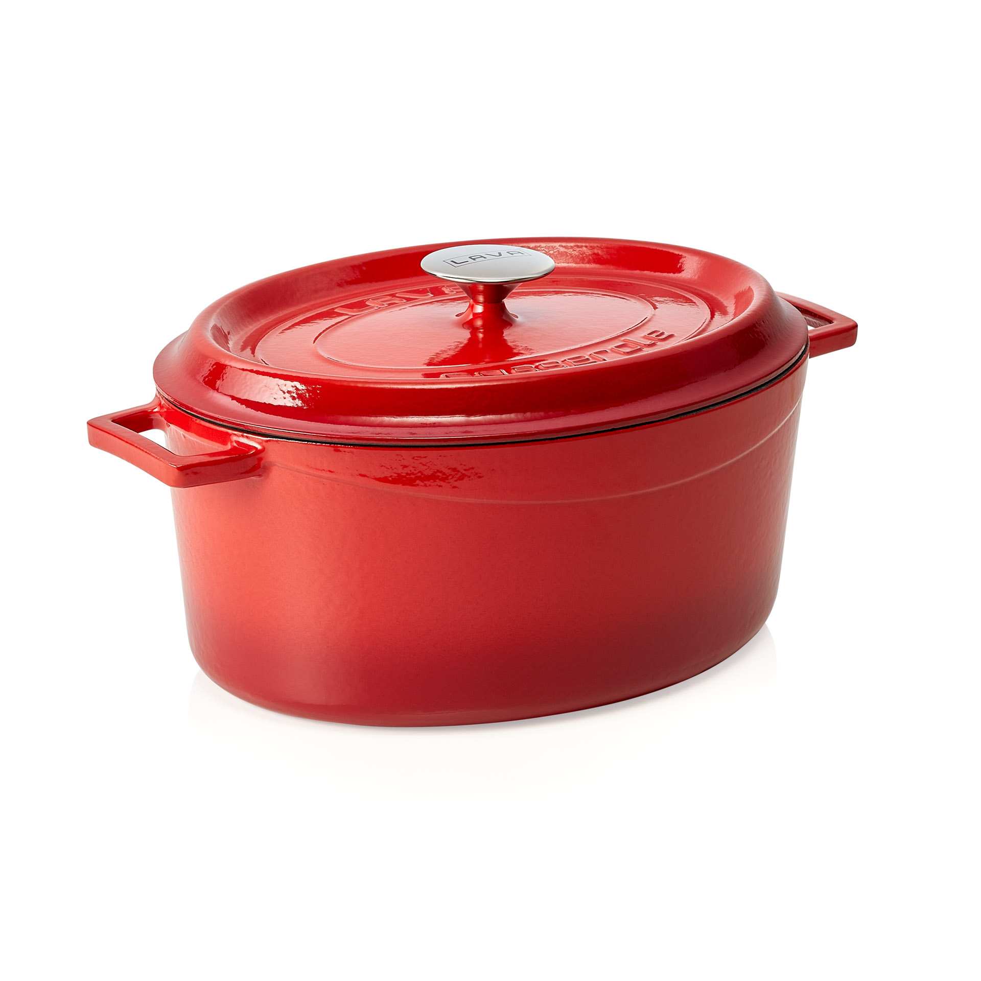 Bräter - mit angegossenen Seitengriffen - Serie Lava - rot - oval - Abm. 32 x 25 x 14 cm - 363900031-A
