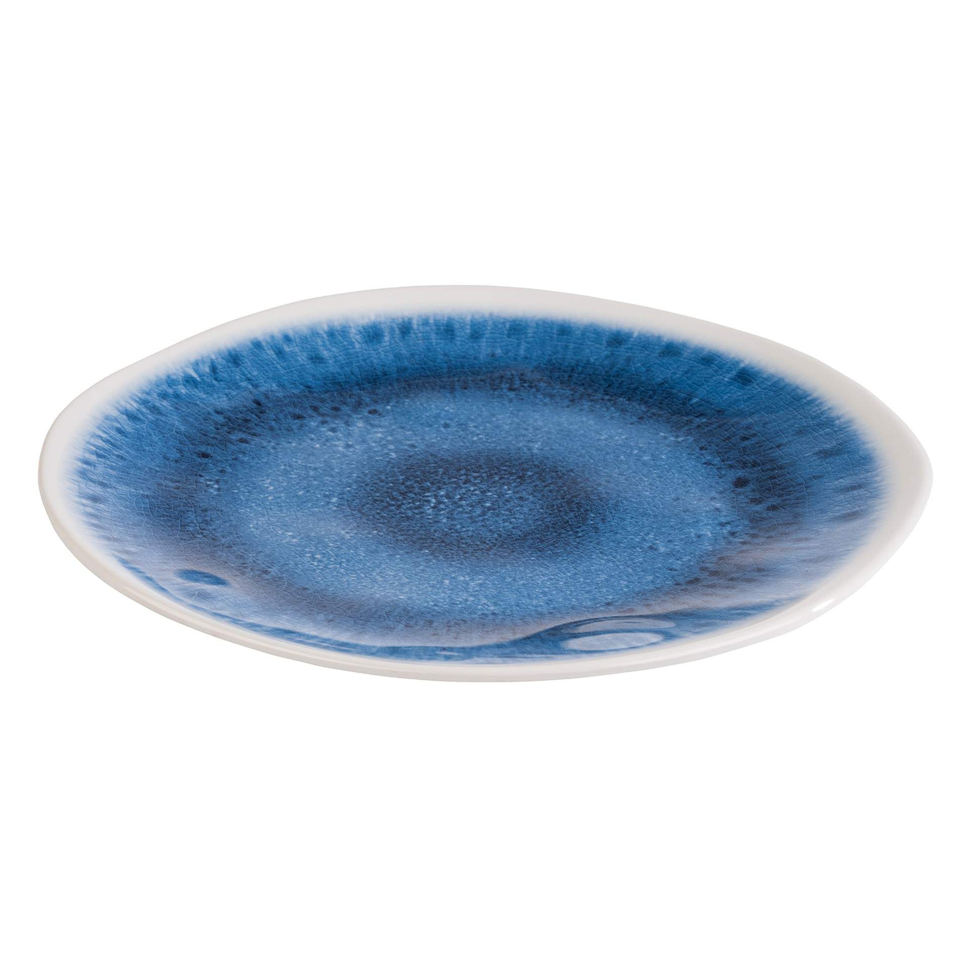 Teller (flach) - Serie Blue Ocean - weiß / blau - rund - Abm. 2,0 cm - Ø 21,5 cm - Melamin - 84674-B