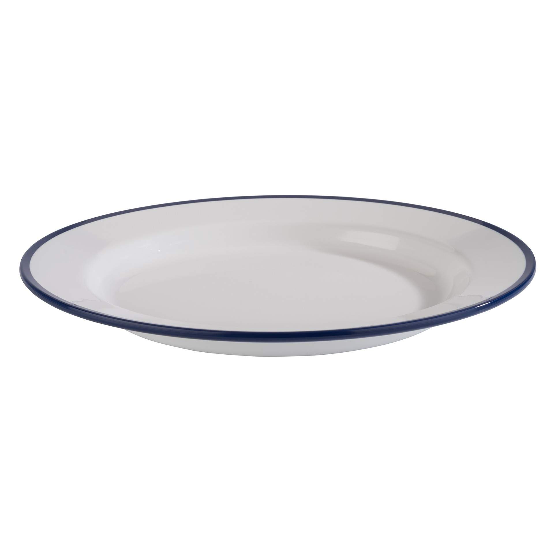 Teller (flach) - Serie Enamel Look - weiß / blau - rund - Abm. 2,5 cm - Ø 24,5 cm - Melamin - 84951-B
