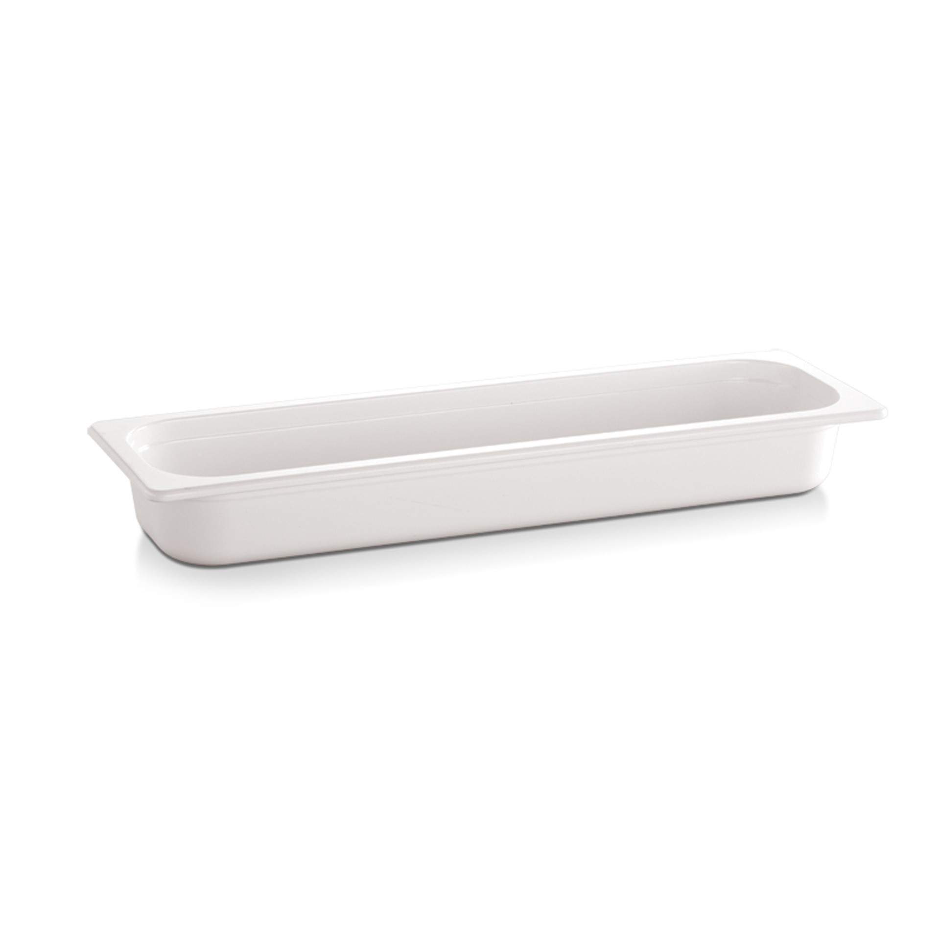 GN-Behälter - mit Stapelnocke - Serie Eco Line - weiß - Inhalt 4,3 l - GN 2/4 (530 x 162 mm) - 100 mm - Melamin - 84302-B