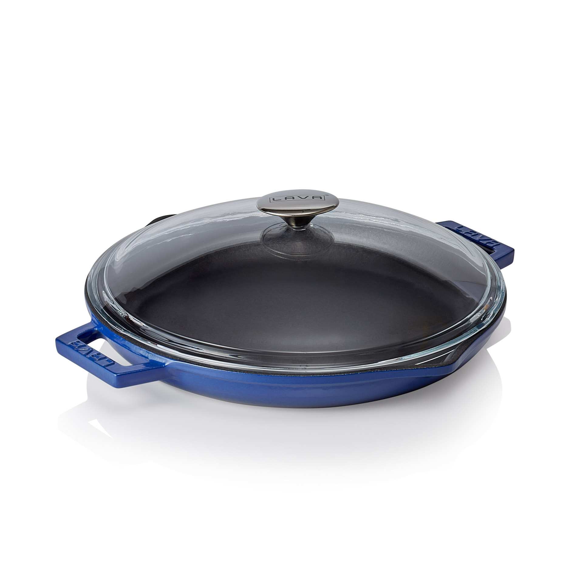 Pfanne - Glasdeckel mit Metallgriff - Serie Lava - blau - rund - Höhe 4,3 cm - Ø 31,5 cm - 364202030-A