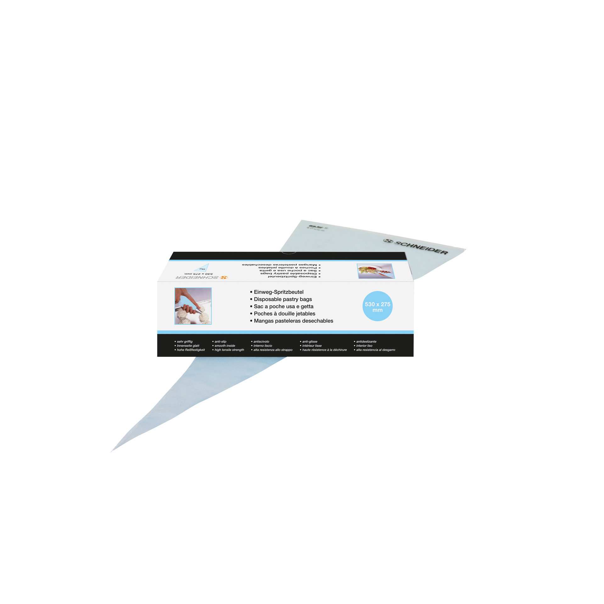 Einweg-Spritzbeutel - gerollt - hellblau - Abm. 53,0 x 27,5 cm - Polyethylen - 391220-C