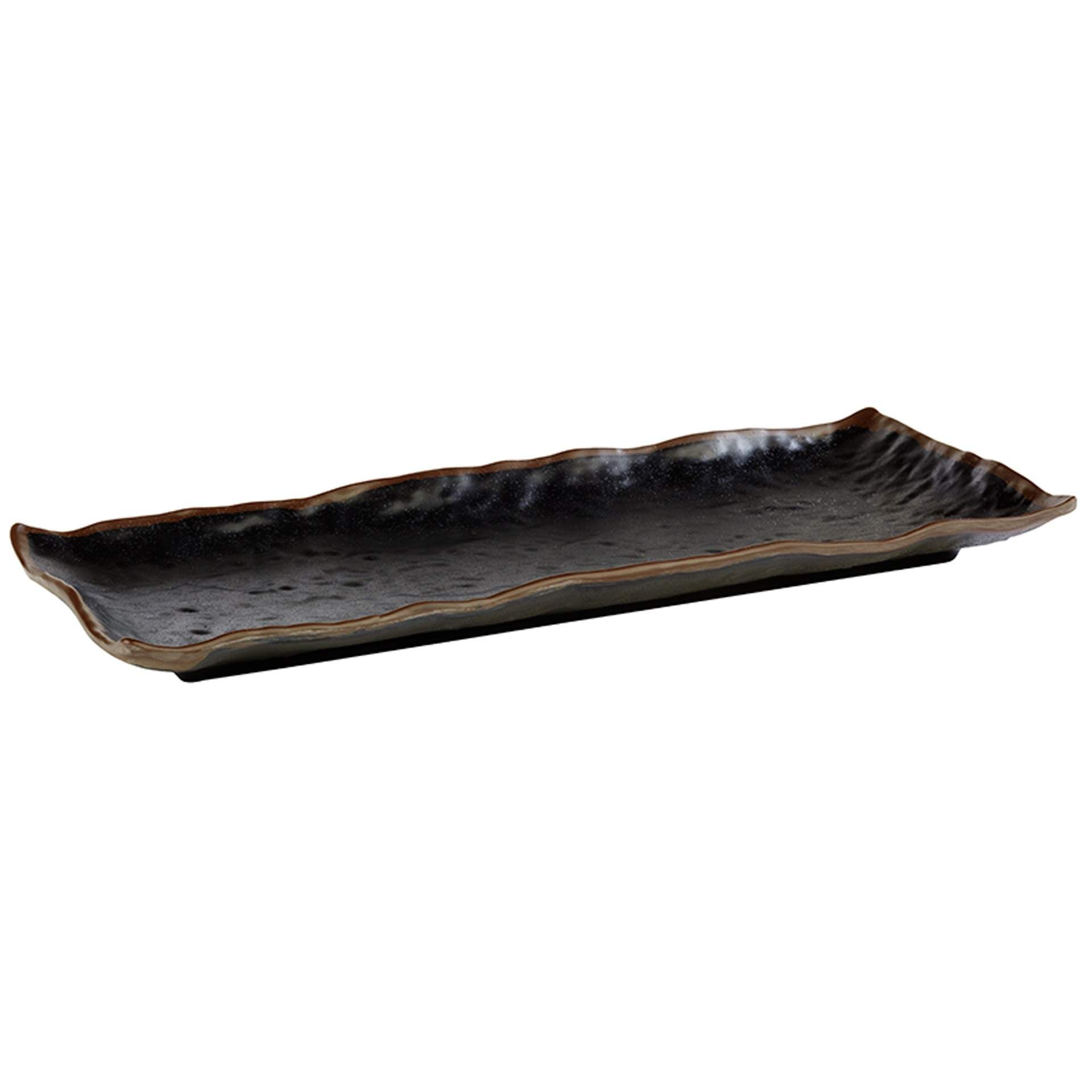 Tablett - stilvoll präsentieren - Serie Marone - schwarz - längs - Abm. 39 x 16 x 3 cm - Melamin - 84118-B