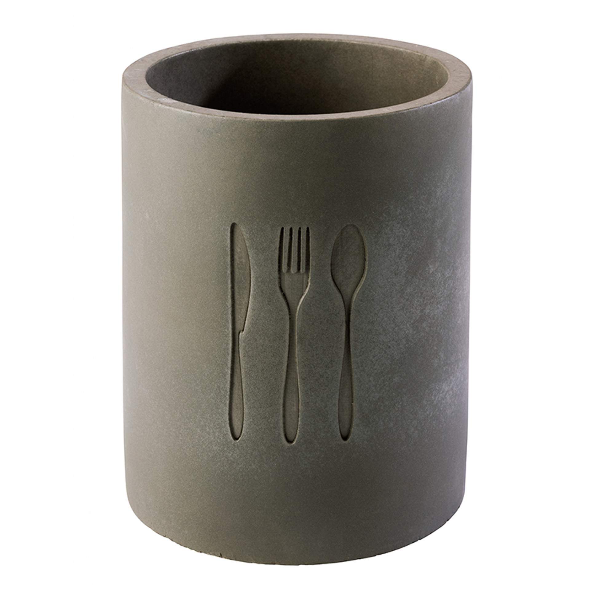 Besteckbehälter - mit Abflussloch - natur - Abm. 14,0 cm - Ø 11 cm - Beton - 18-B