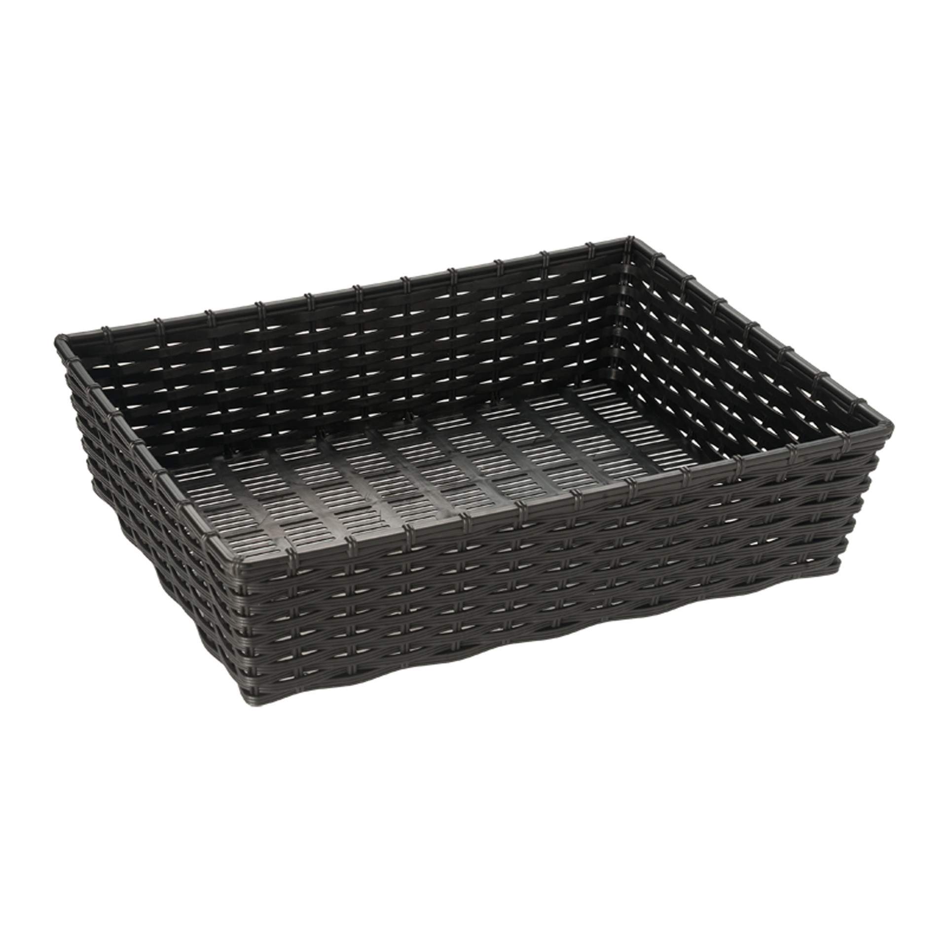 Korb - Serie Wicker-Look - schwarz - Abm. 39,5 x 29,5 x 10,0 cm - Polypropylen - 40212-B