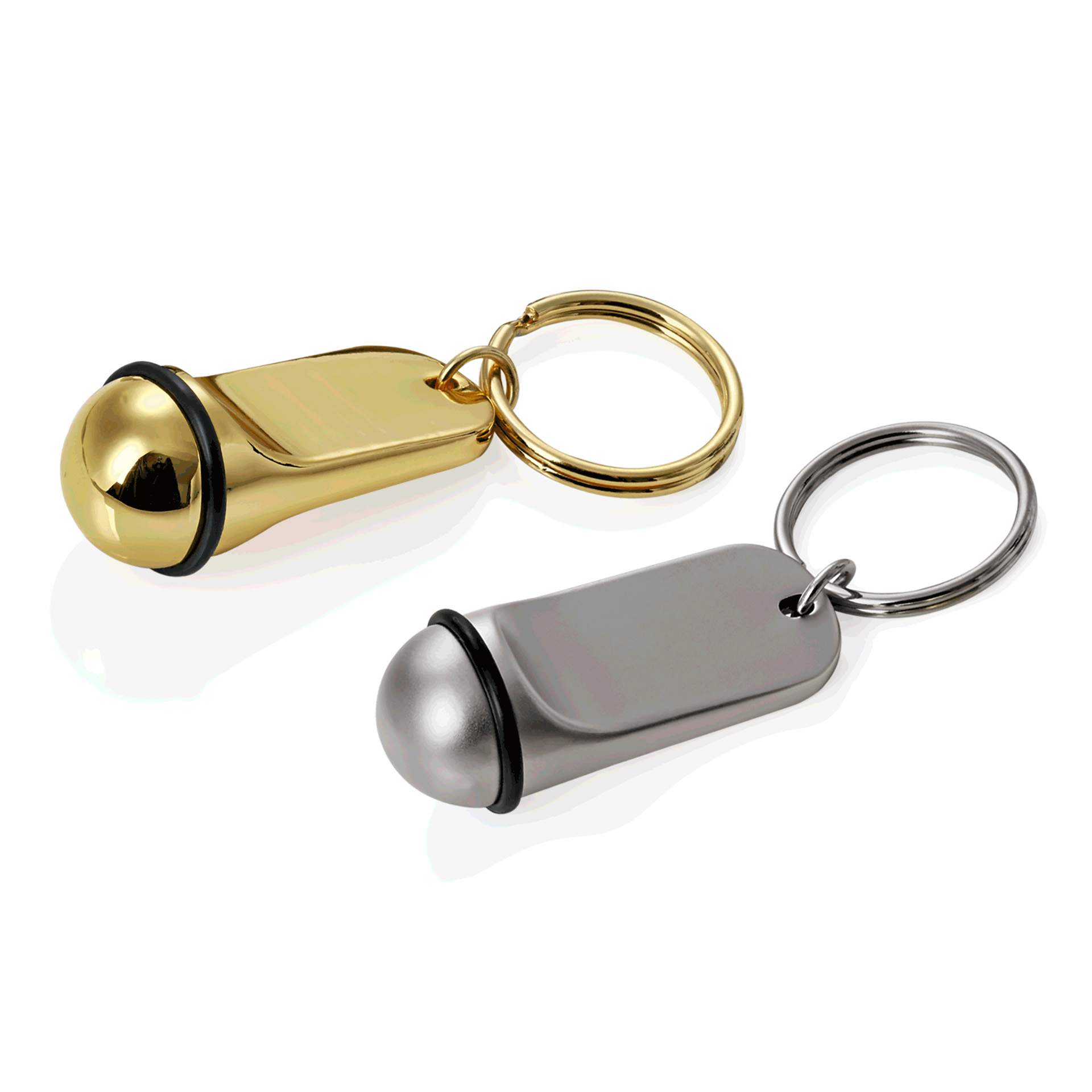 Schlüsselanhänger - ohne Gravur - gold - Abm. 2 x 5 cm - Zinkguss - 4318001-A