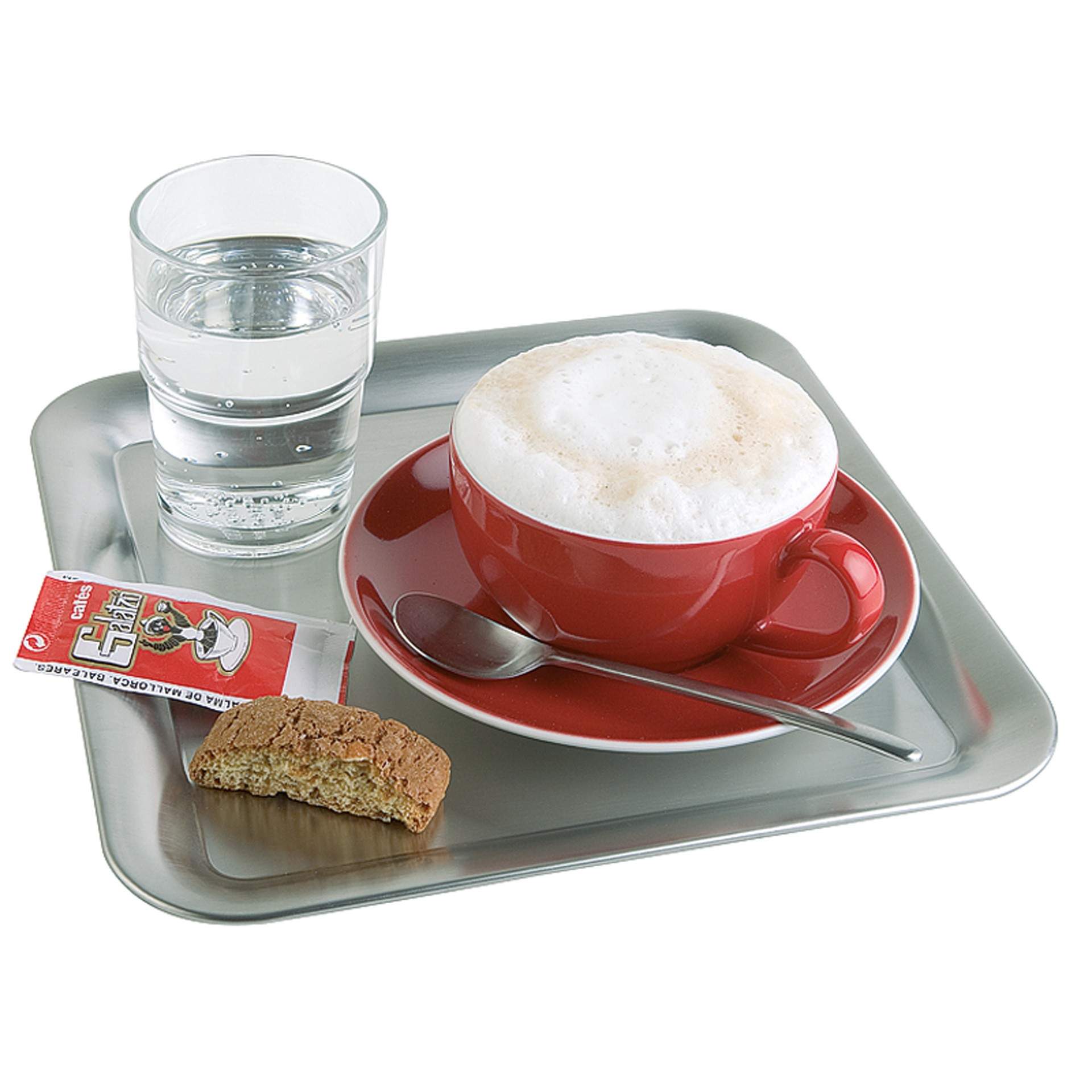 Serviertablett - Rand eingerollt - Serie Kaffeehaus - matt poliert - viereckig - Abm. 23 x 23 x 1,5 cm - Edelstahl - 30119-B