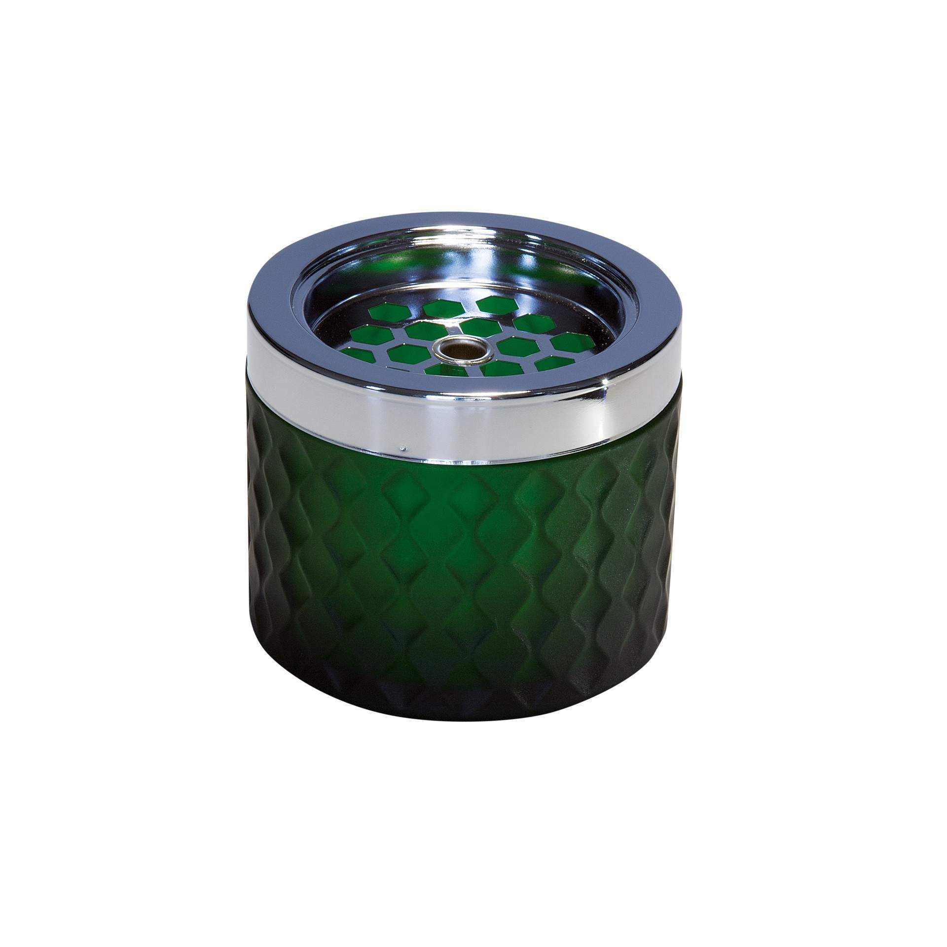 Wind-Aschenbecher - mattes, gefrostetes Glas - dunkelgrün - Abm. 8,0 cm - Ø 9,5 cm - Glas - 562-B