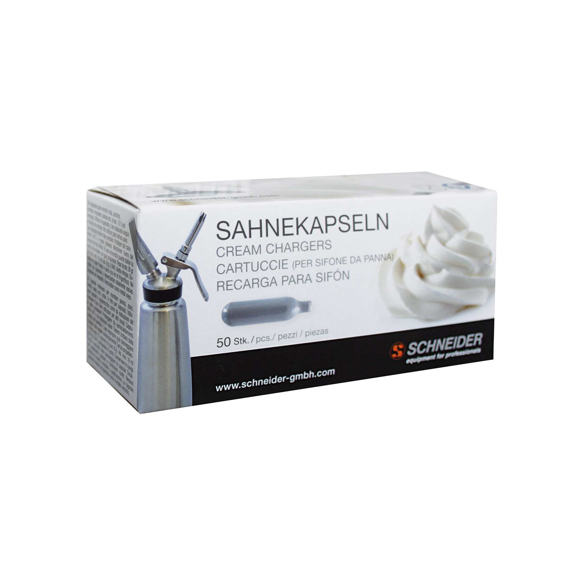 Sahnekapseln - 50 Stück - Abm. 18,0 x 6,5 x 9,0 cm - Metall - 196030-C