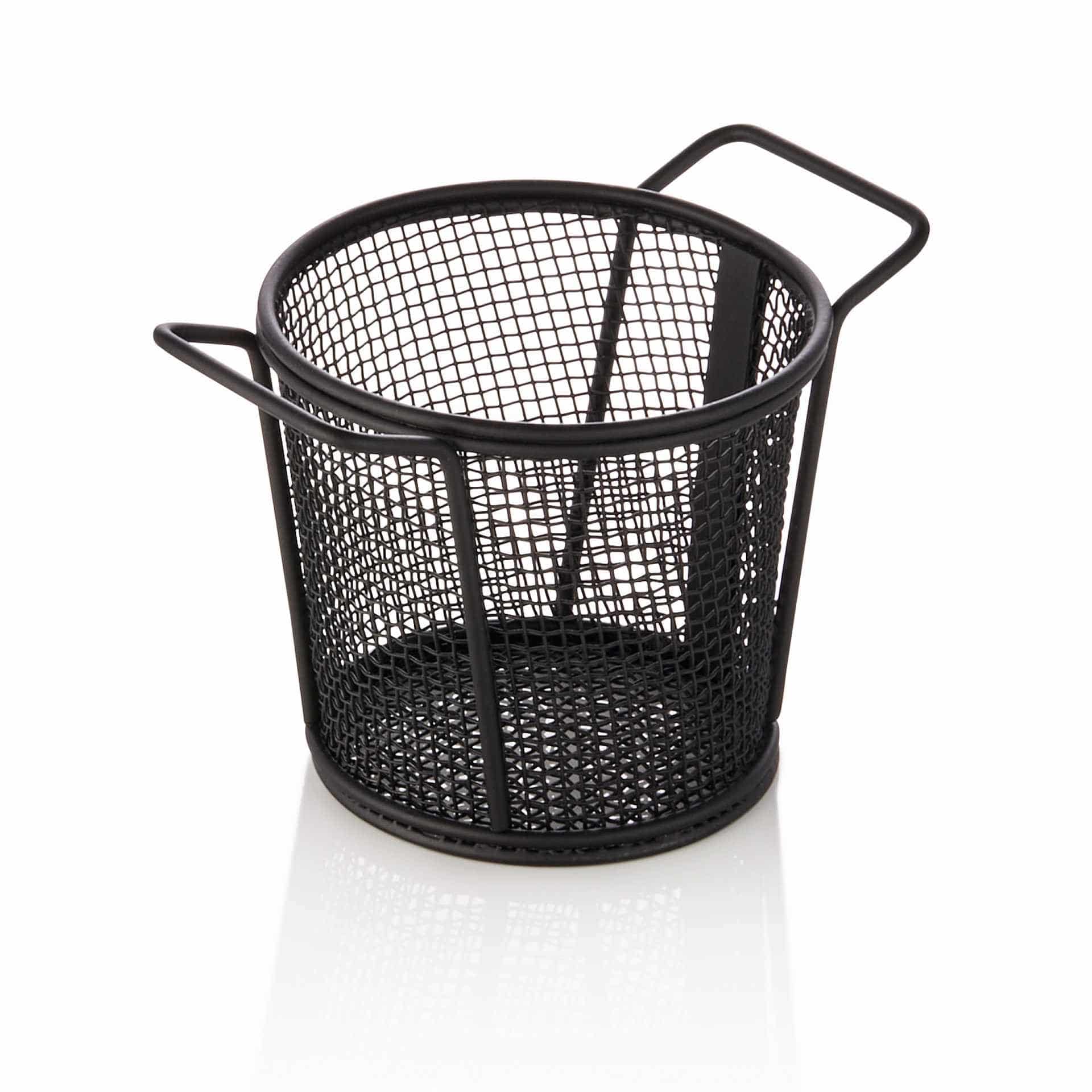 Servier- und Frittierkorb - schwarz - Höhe 8,5 cm - Ø 9,5 cm - Chromnickelstahl