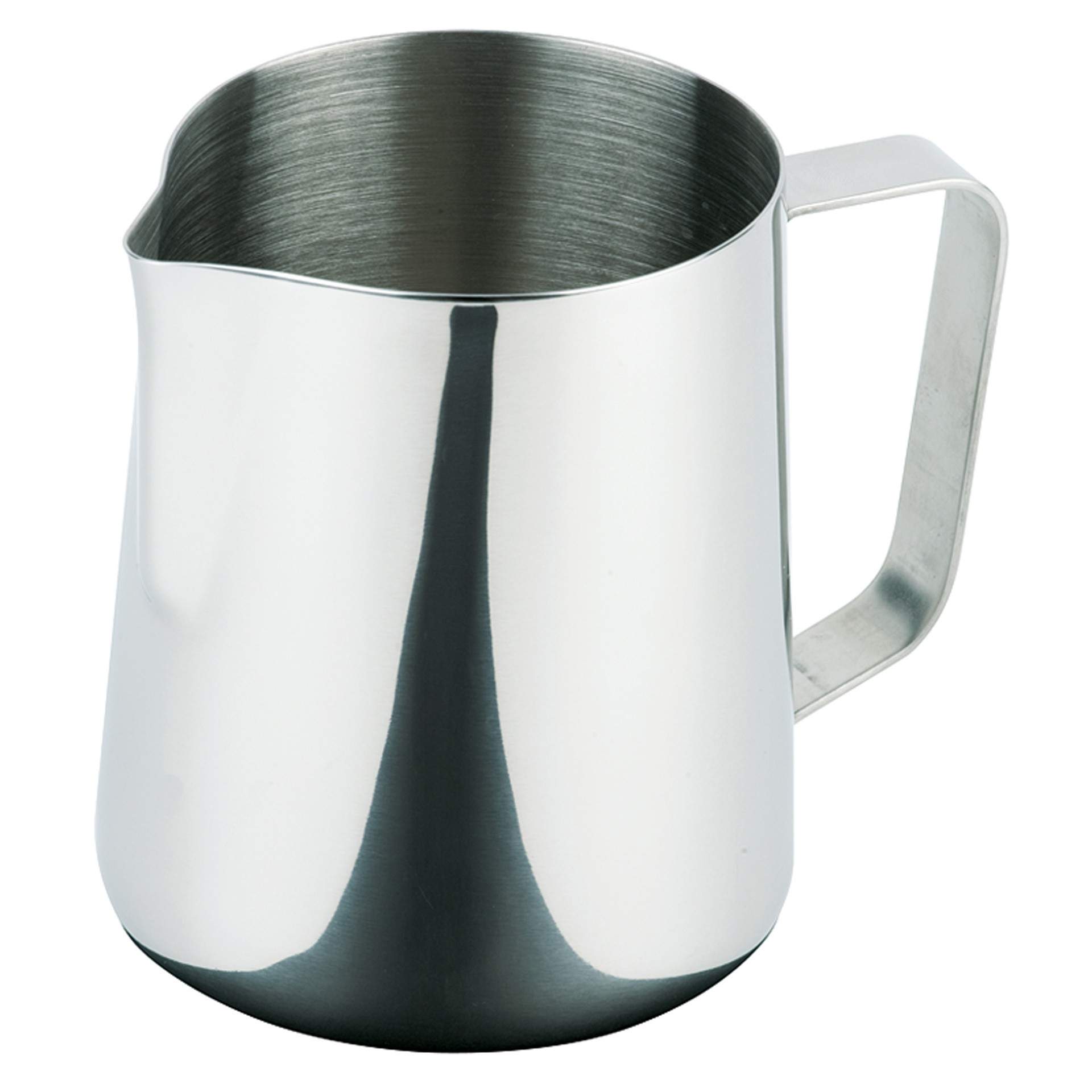 Milch- / Universalkanne - außen hochglanzpoliert - hochglanzpoliert - Abm. 16,5 cm - Ø 12,0 cm - Inhalt 1,30 l - Edelstahl - 10331-B