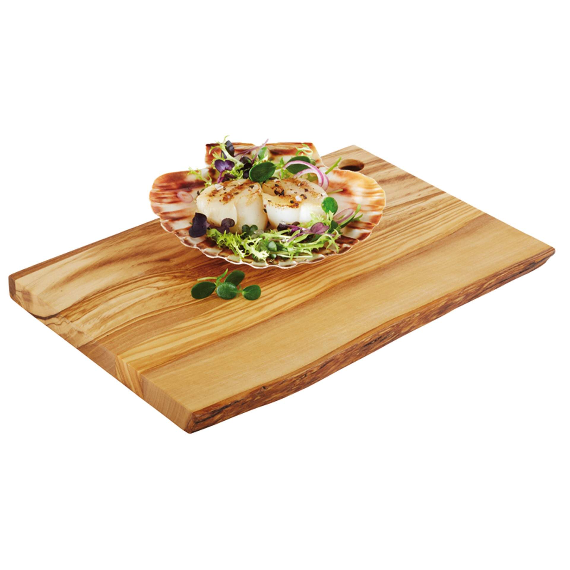 Servierbrett - handgefertigt und lackiert - Serie Olive - Abm. 25 x 17 x 1,5 cm - Olivenholz - 870-B