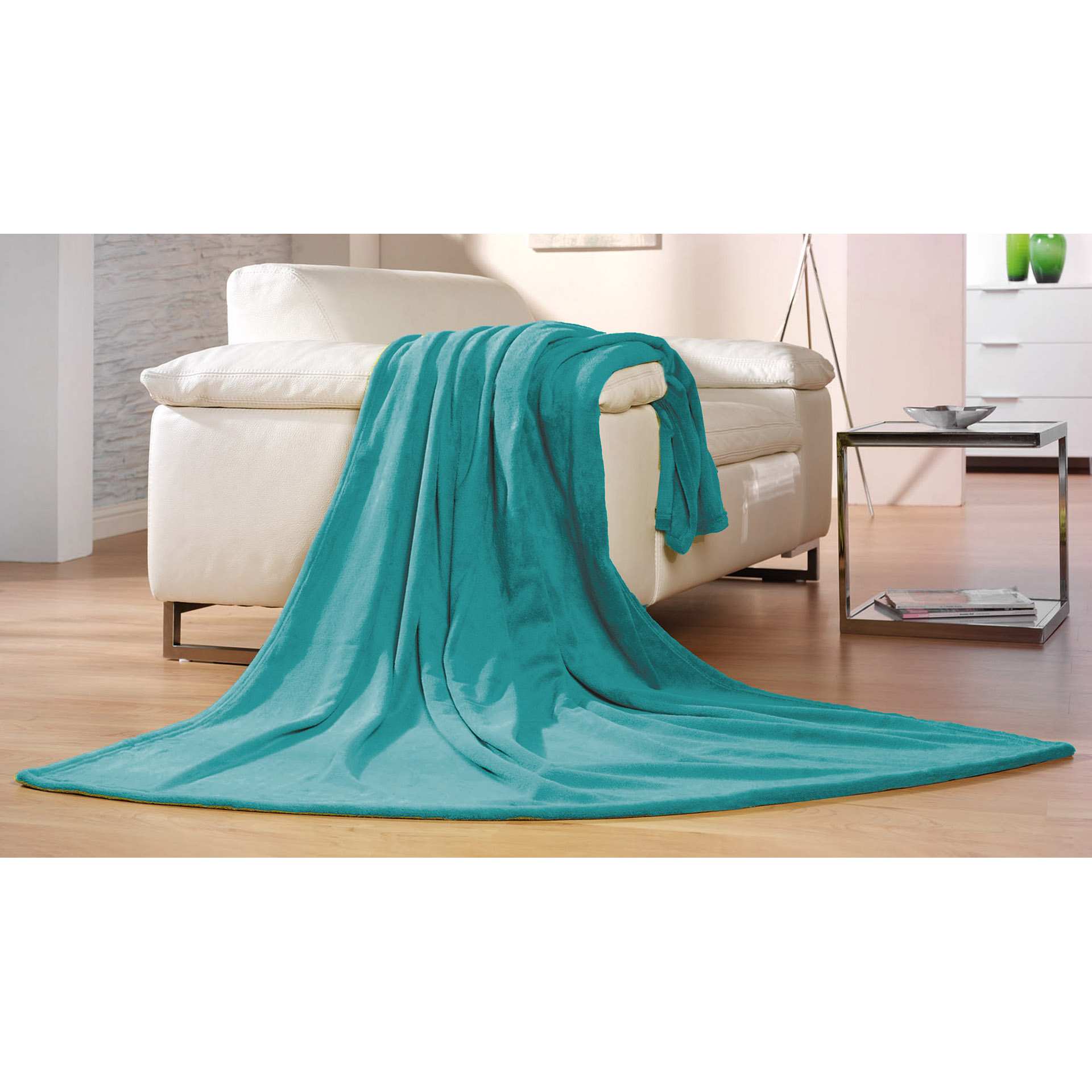 Decke - Serie PREMIUM MEMPHIS - petrol - Abm. 220 x 240 cm - Mikrofaser - 88769-54-220240-D