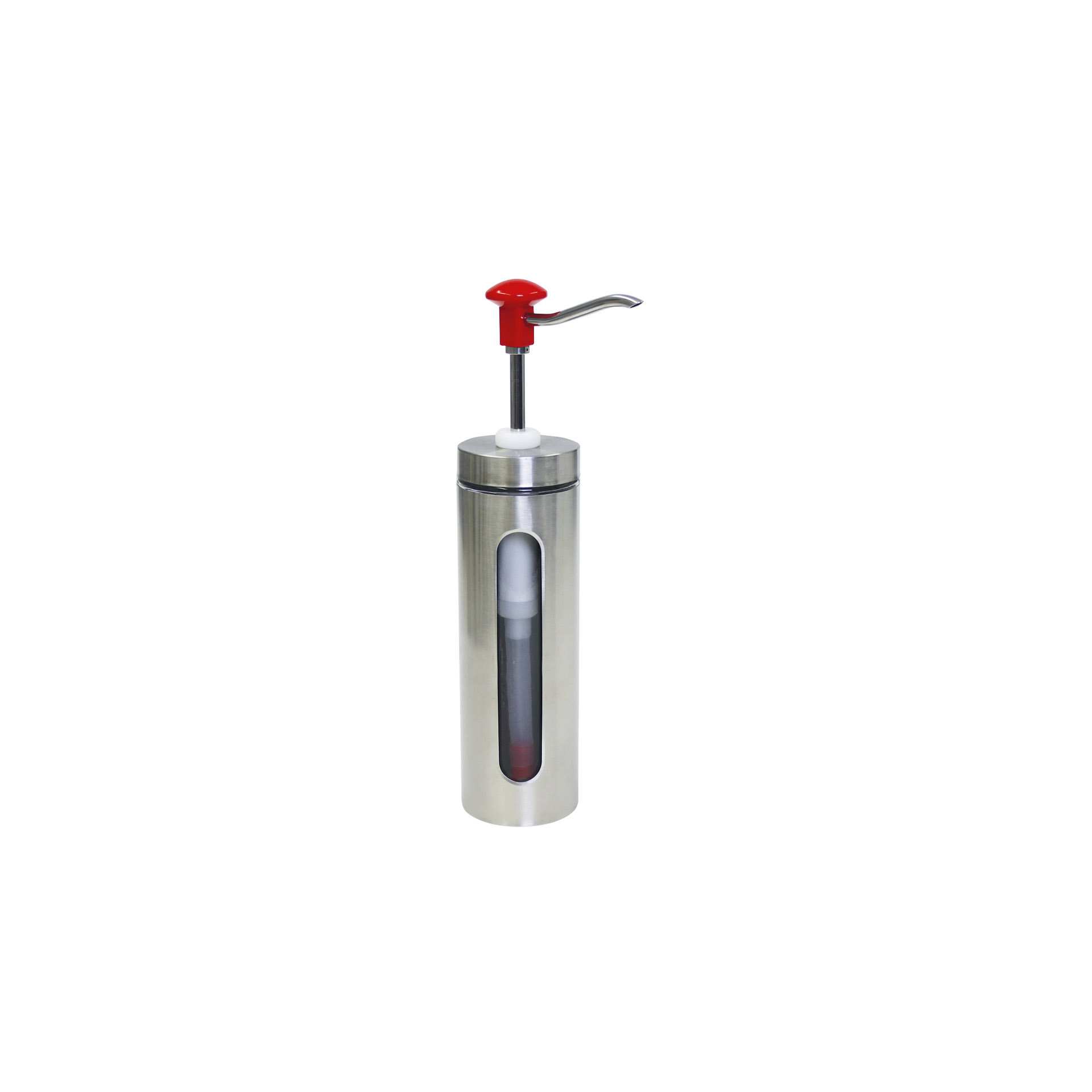Dosierspender - mit Druckknopf - Abm. 10,0 x 10,0 x 45,5 cm - Inhalt 2,0 l - Edelstahl / PMMA - 152430-C