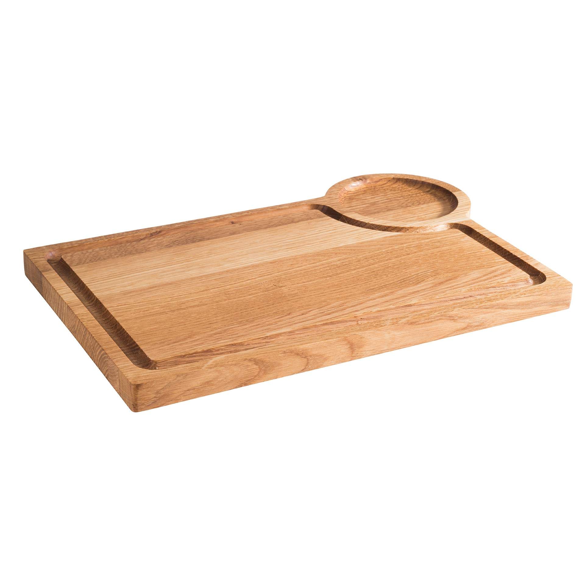 Servierbrett - mit Saftrinne - Serie Oak - Abm. 37,0 x 25,0 x 2,0 cm - Eichenholz - 808-B