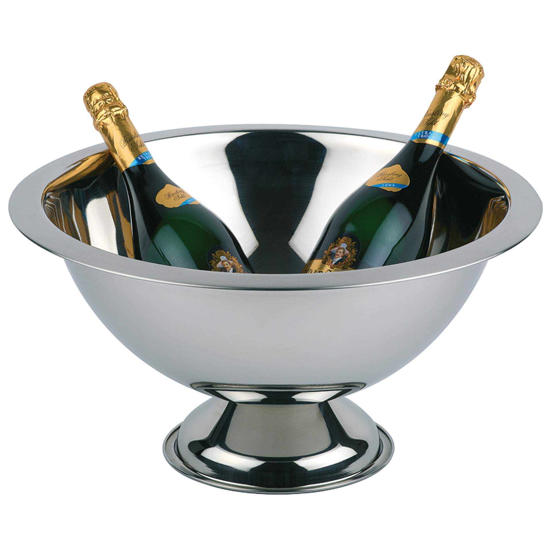 Champagnerkühler - matter Rand - rund - Abm. 23,0 cm - Ø oben / unten 45 / 21 cm - Inhalt 12 l - Edelstahl - 36046-B