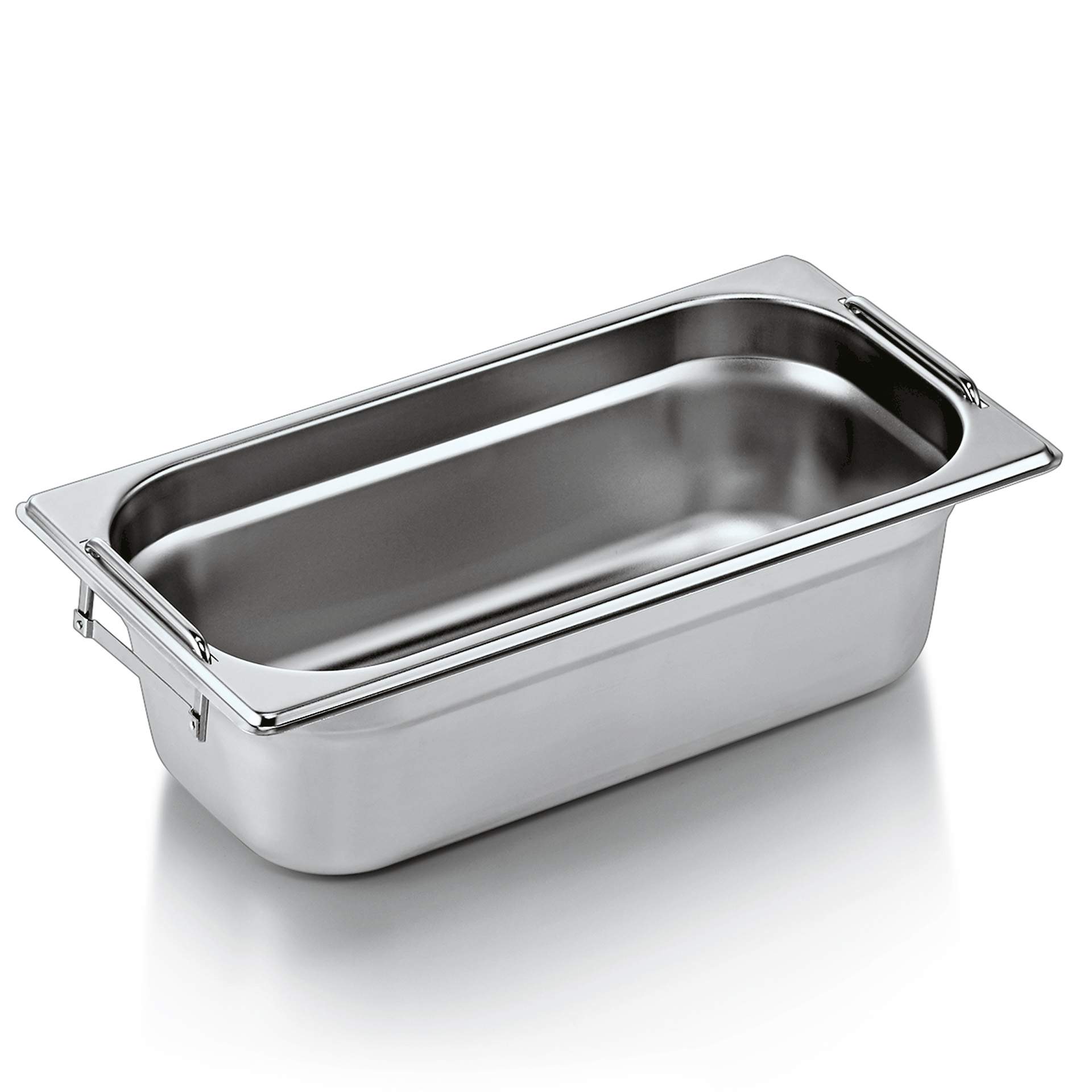 GN-Behälter - mit Fallgriffen - GN 1/3 - 100 mm - Inhalt 4,0 l - Serie 73 - Chromnickelstahl - 7313100-A