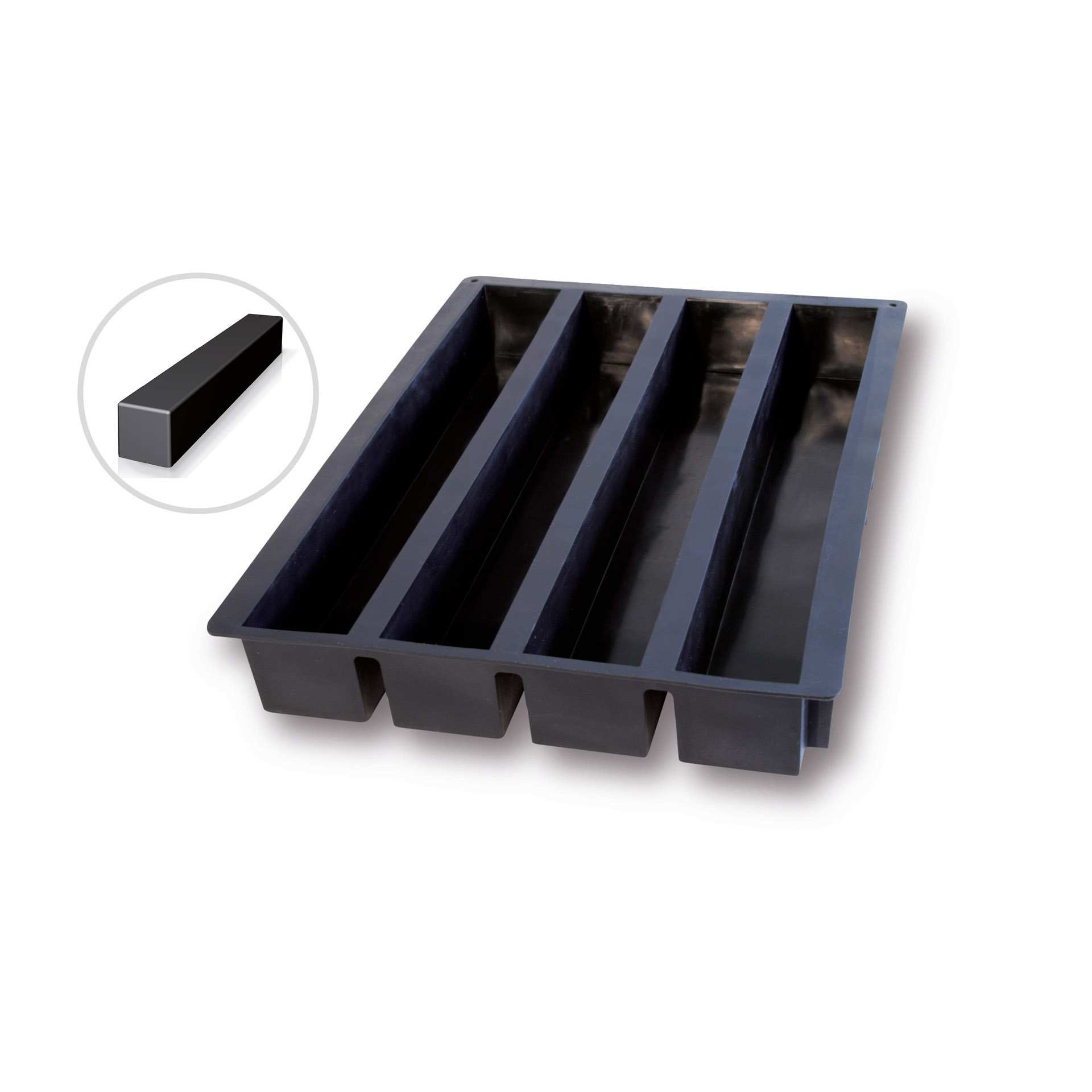 Backform - Rinne - Abm. 56,0 x 38,0 x 7,3 cm - Inhalt 4 x 2,401 l - Silikon - 115315-C