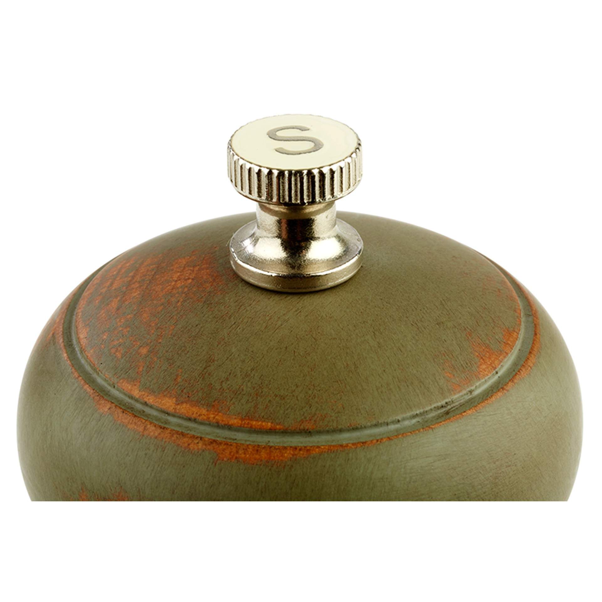 Salzmühle - stufenloser Mahlgrad - olivgrün - Abm. 15,0 cm - Ø 5,5 cm - Buchenholz - 40547-B