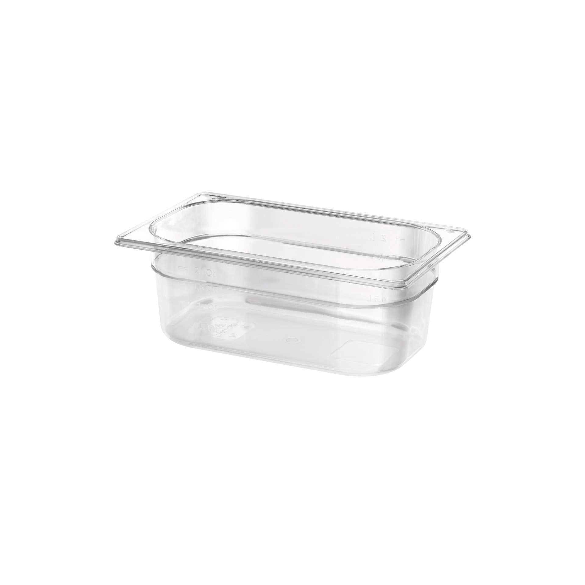 GN-Behälter - Abm. 26,5 x 16,2 x 10,0 cm - Inhalt 2,6 l - GN 1/4 (265 x 162 mm) - 100 mm - Polycarbonat - 530131-C