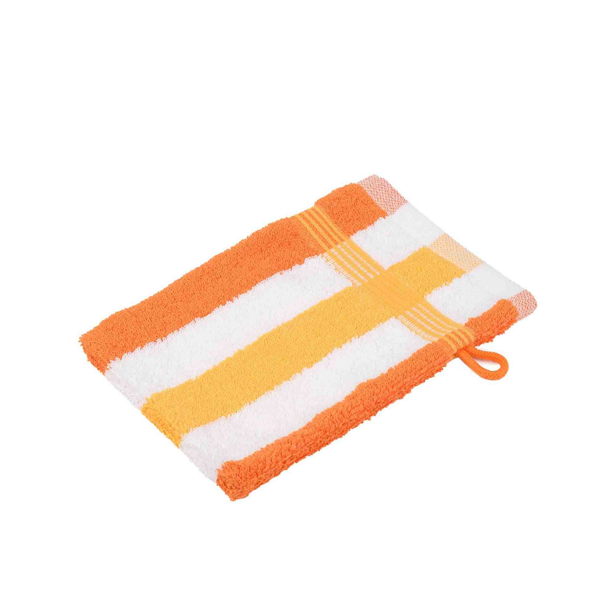 Waschhandschuh - Streifen - Serie NEW YORK - orange / weiß / gelb - Abm. 17 x 24 cm - Baumwolle - 555-8450-1-D