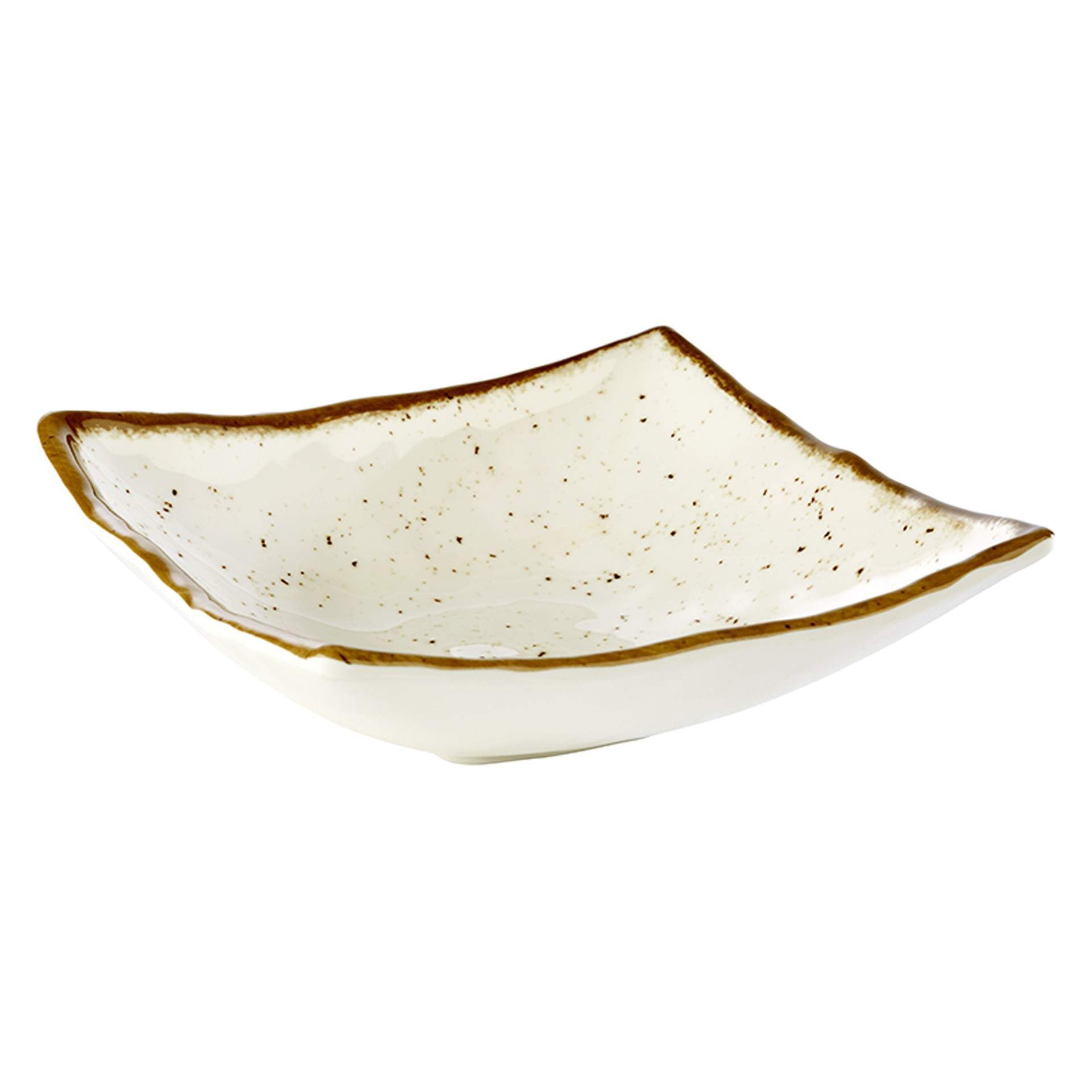 Schale - leicht gewellter Rand - Serie Stone Art - weiß / braun - quadratisch - Abm. 19 x 19 x 6 cm - Inhalt 0,50 l - Melamin - 84529-B