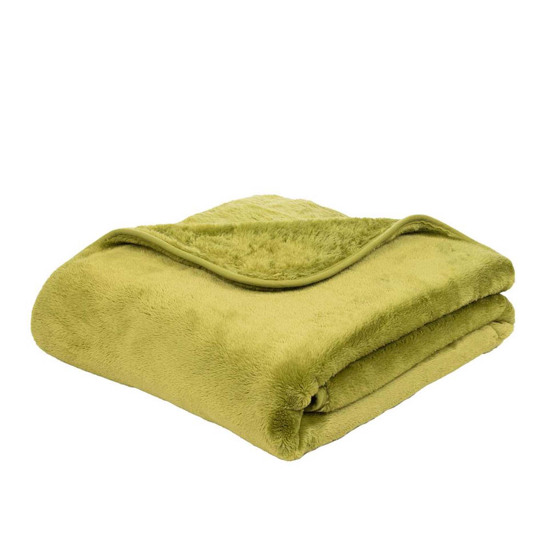 Decke - Serie CASHMERE-FEELING - limonegrün - Abm. 220 x 240 cm - Mikrofaser - 40128-80-220240-D