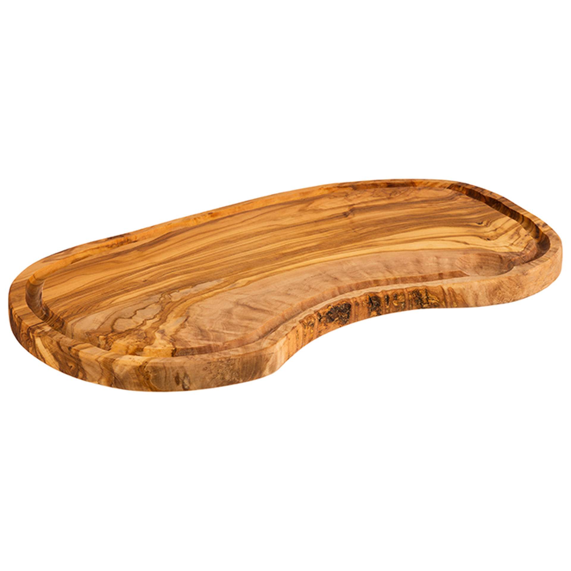 Servierbrett - mit Saftrille - Serie Olive - Abm. 39,5 x 21,0 x 2,5 cm - Olivenholz - 1022-B
